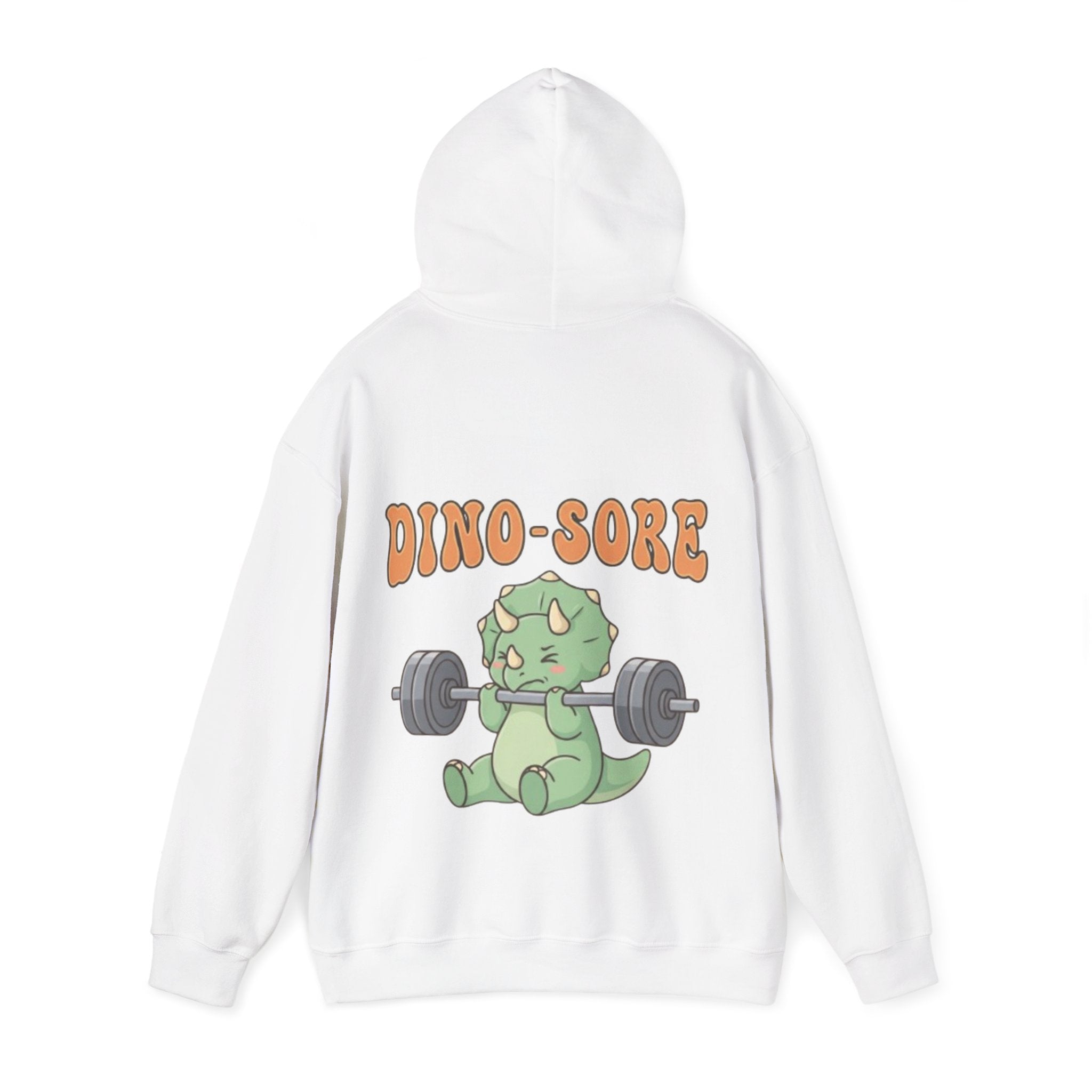 Dino-Sore Adult Hoodie — Cute Triceratops Weightlifting Sweatshirt