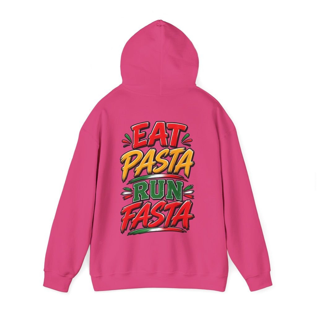 Adult Hoodie — "Eat Pasta Run Fasta" Graphic Pullover