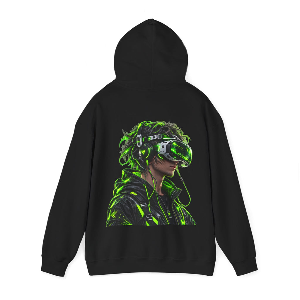 VR Gamer  Adult Hoodie — Neon Cyberpunk Virtual Reality Gamer Graphic Sweatshirt