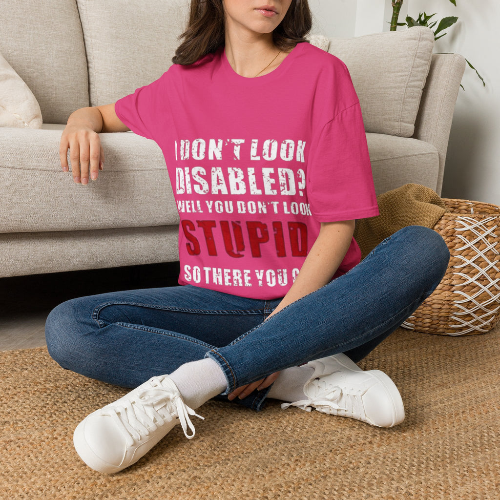 Adult T-Shirt — "Don't Look Disabled? Well You Don't Look Stupid So There You Go" Empowerment Tee