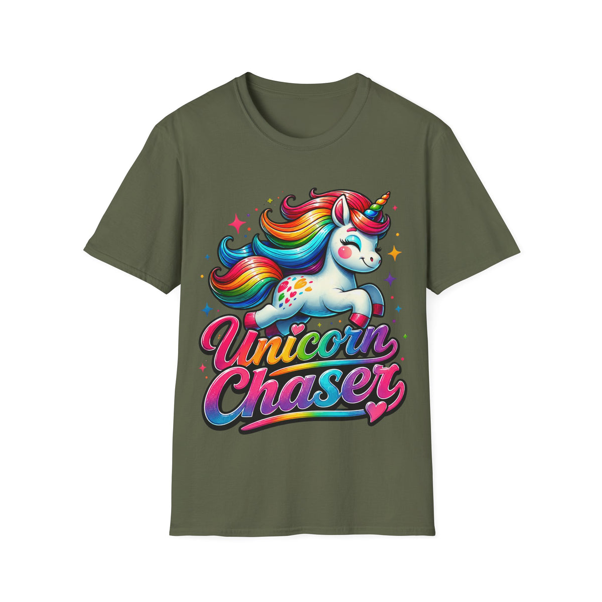 Funny Unicorn Chaser Adult T-Shirt — Rainbow Magical Unicorn Tee