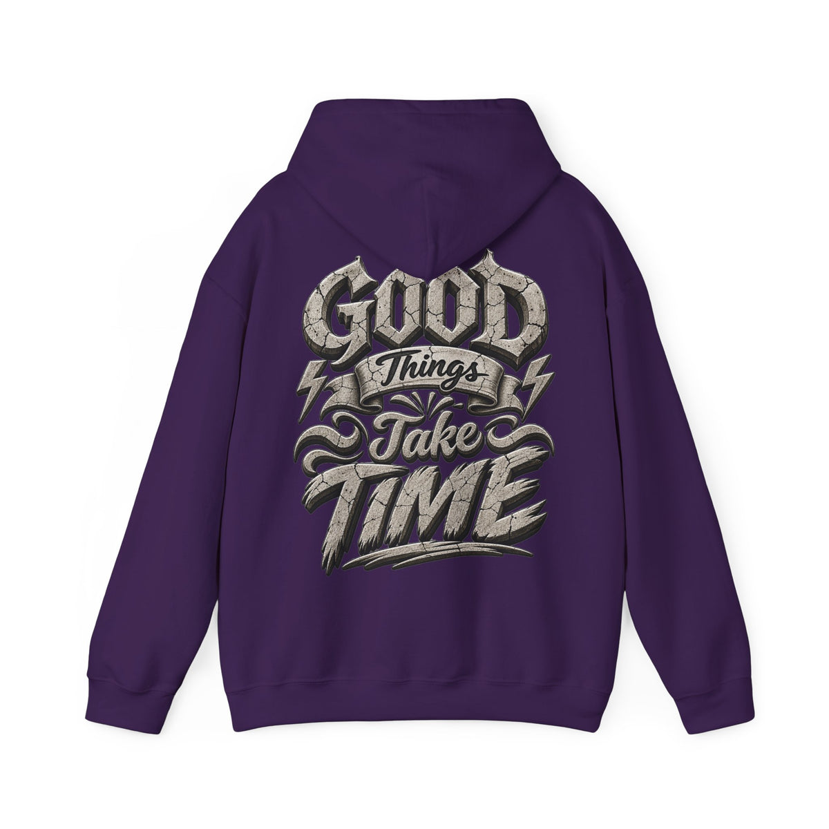 Good Things Take Time Adult Hoodie — Motivational Graphic Back Print
