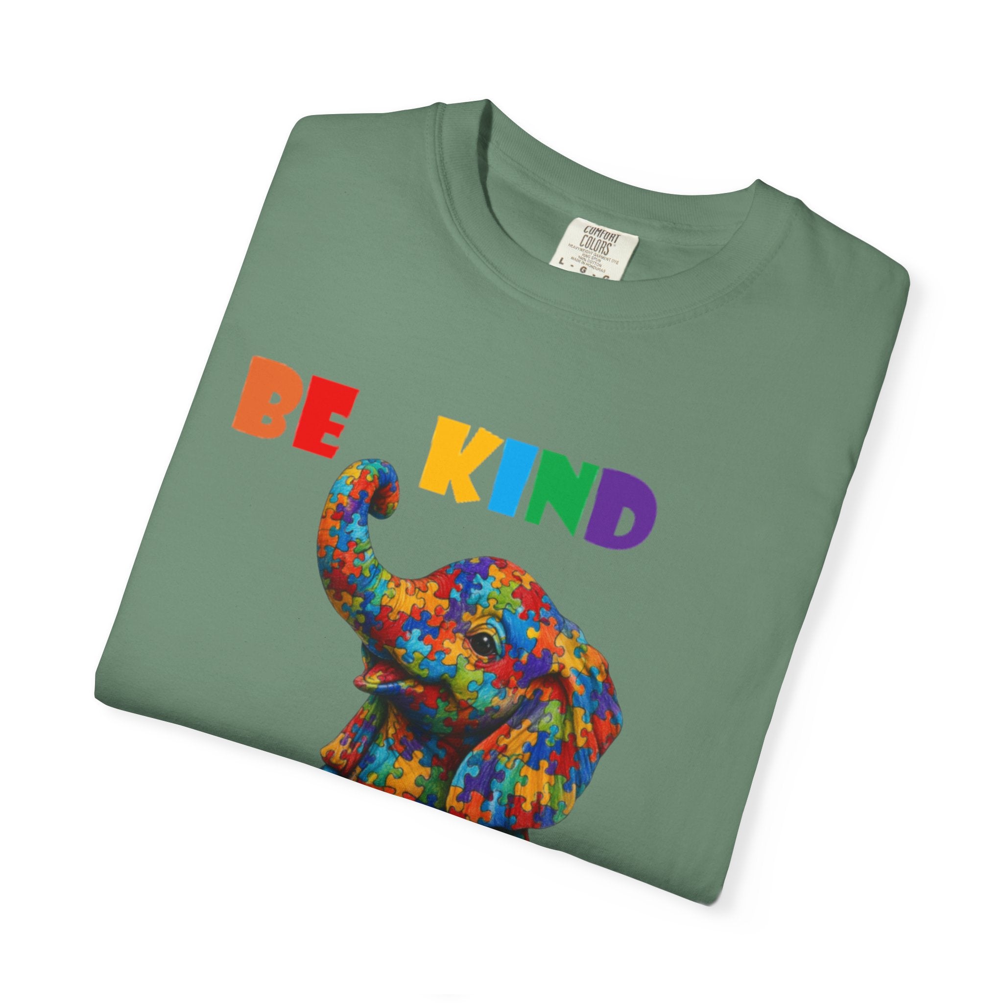 Be Kind Be Strong Elephant T-shirt | Colorful Puzzle Pattern Adult T-Shirt