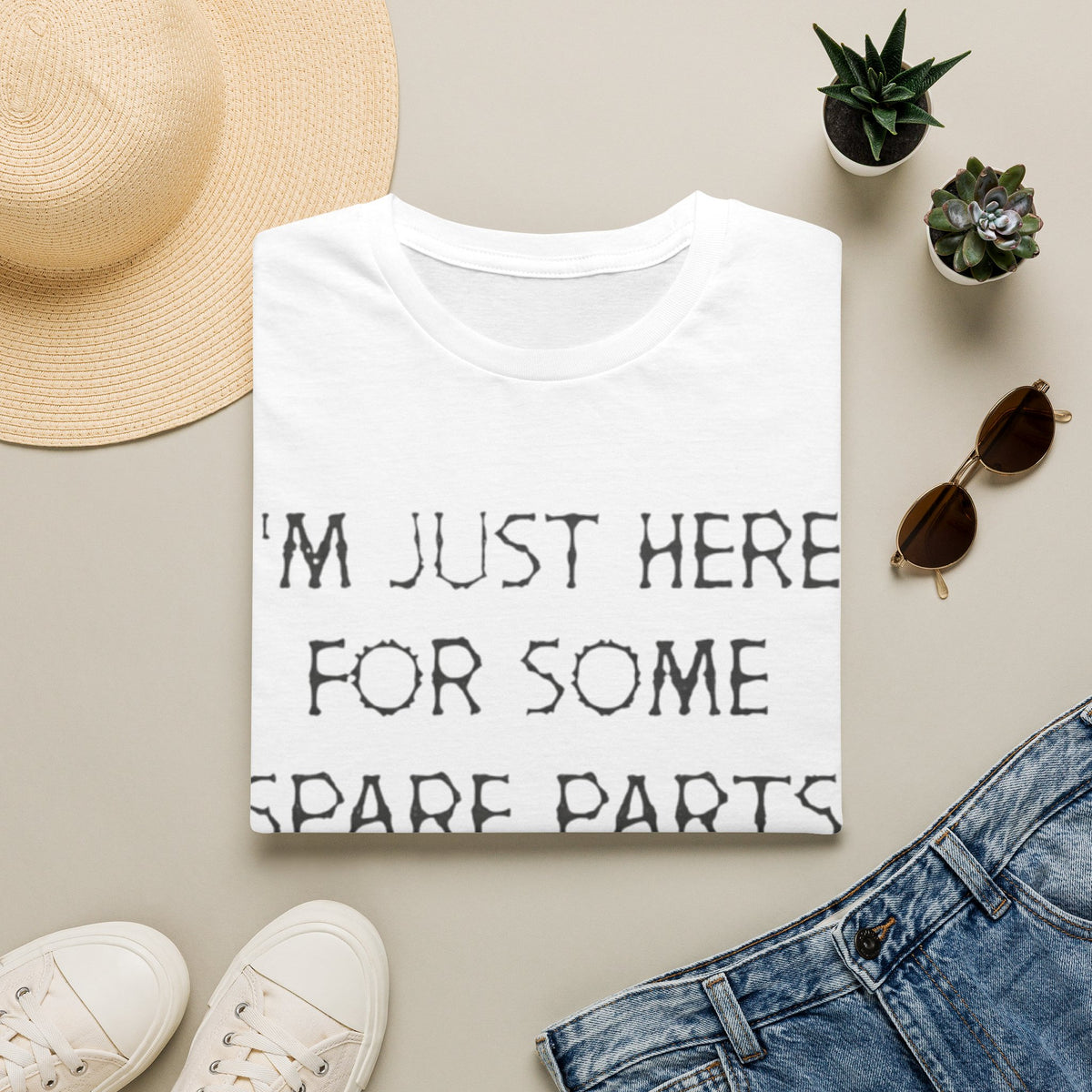 Halloween Pumpkin Jack-o'-Lantern Adult T-Shirt — "I'm Just Here For Some Spare Parts"