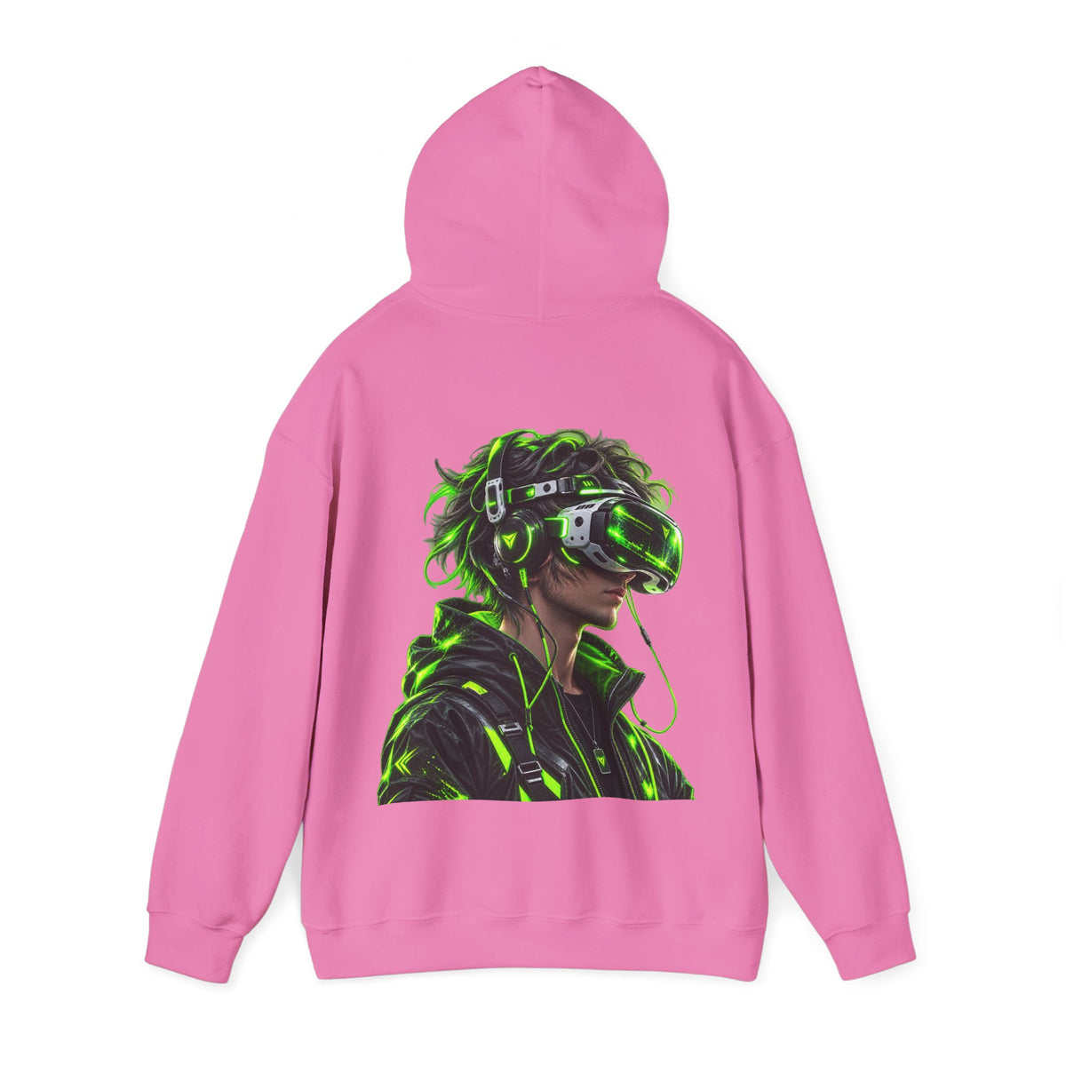 VR Gamer  Adult Hoodie — Neon Cyberpunk Virtual Reality Gamer Graphic Sweatshirt