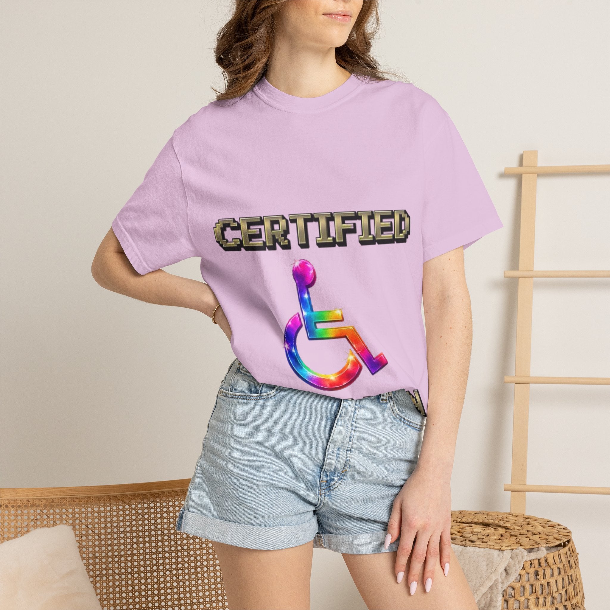 Certified Stunt Man T-Shirt — Rainbow Wheelchair Adult Tee
