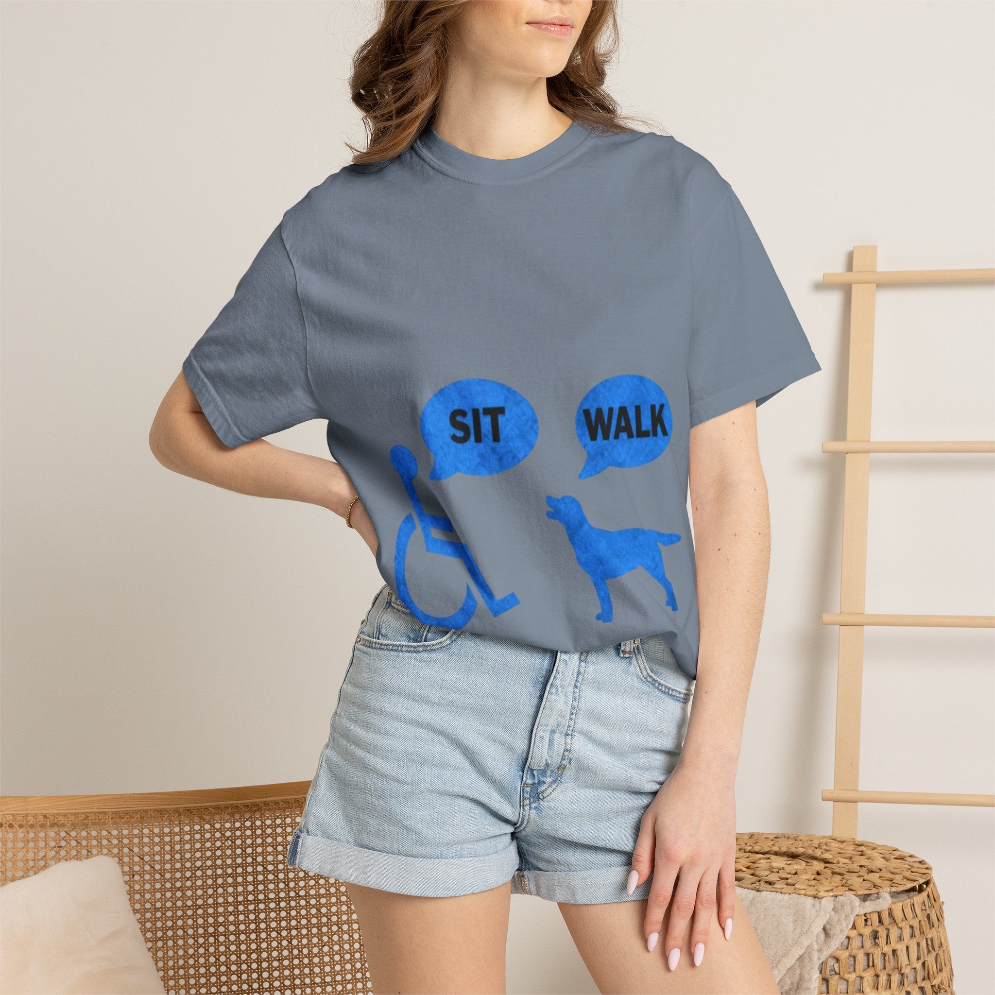 Disabled Veteran & Service Dog T-Shirt — "Sit / Walk" Graphic Tee