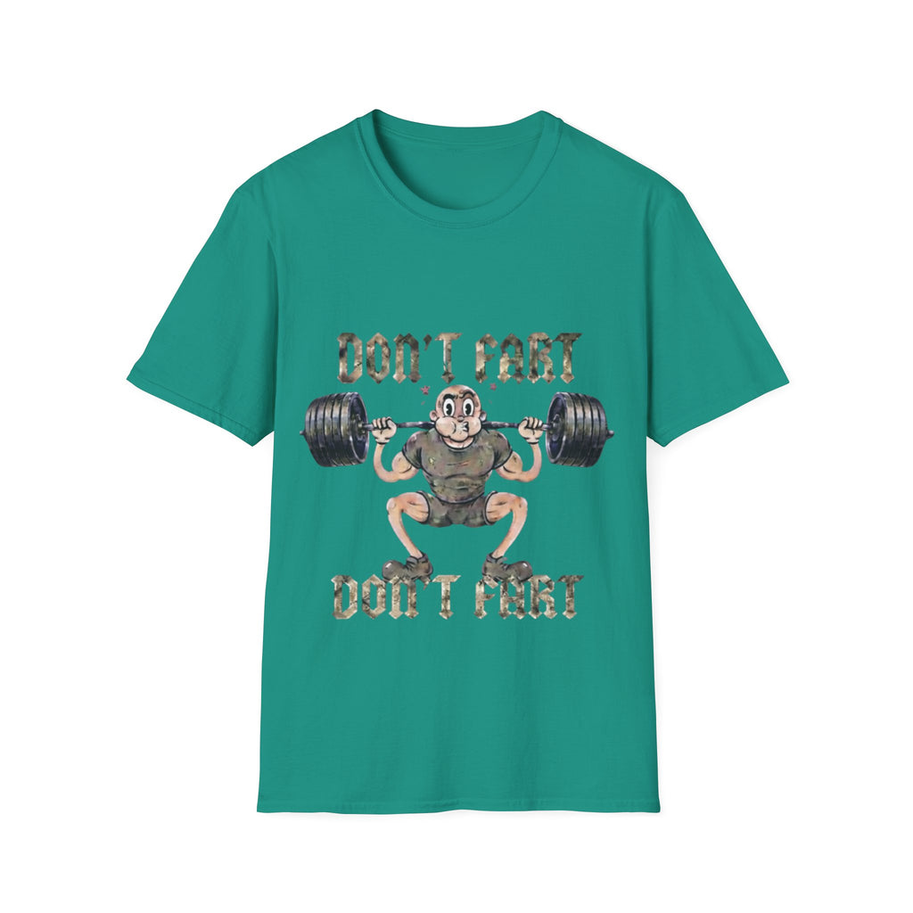 Don't Fart Weightlifting  Adult T‑Shirt — Funny Gym Workout Tee
