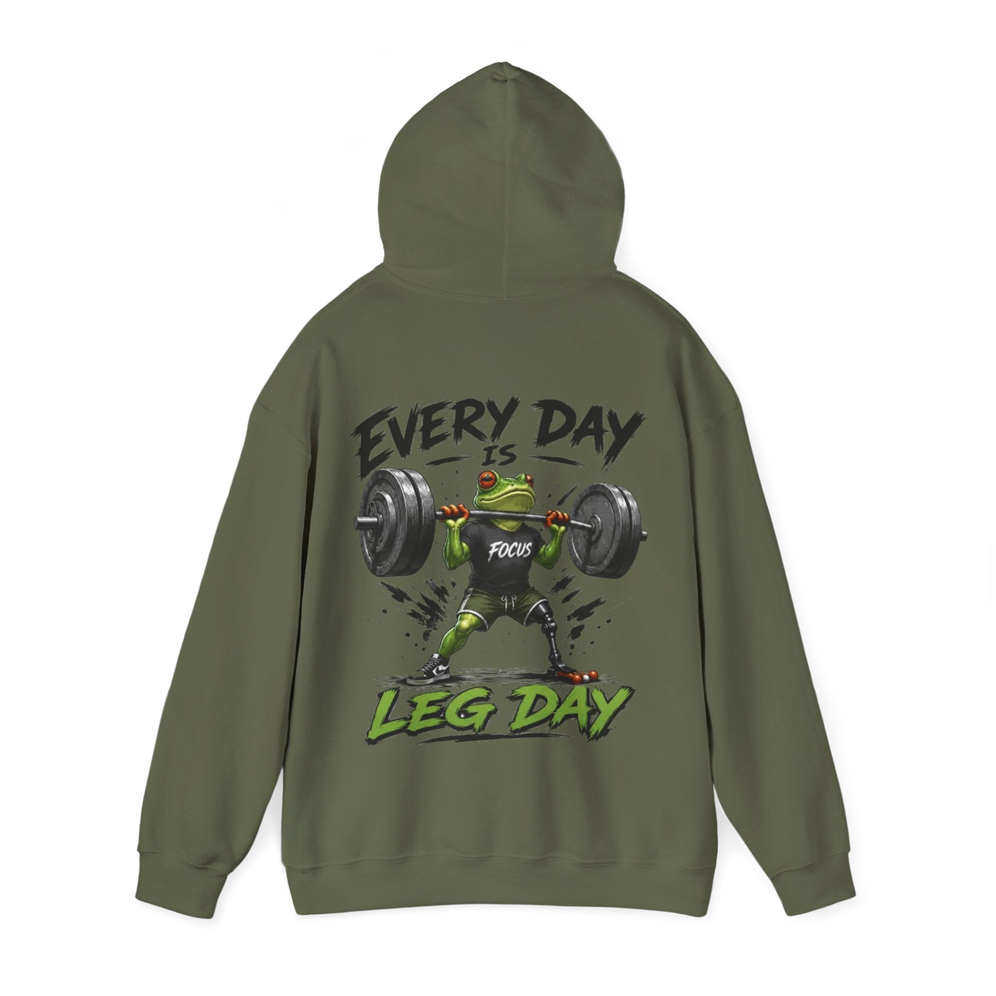 Adult Hoodie - "Every Day Is Leg Day" Frog Weightlifting Gym Hoodie