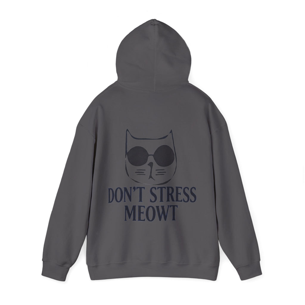 Don't Stress Meowt Adult Hoodie — Relaxed Cat Graphic Sweatshirt