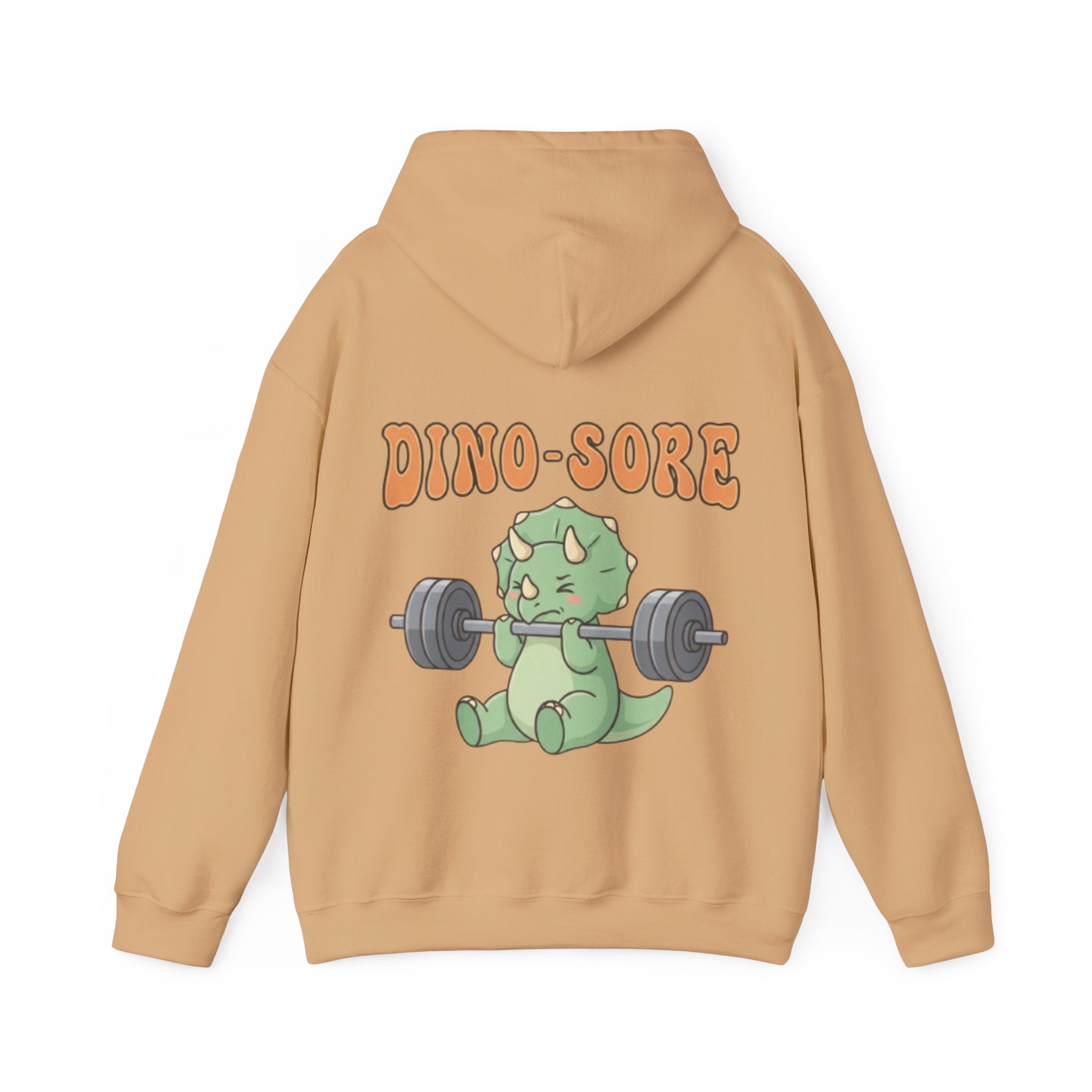 Dino-Sore Adult Hoodie — Cute Triceratops Weightlifting Sweatshirt