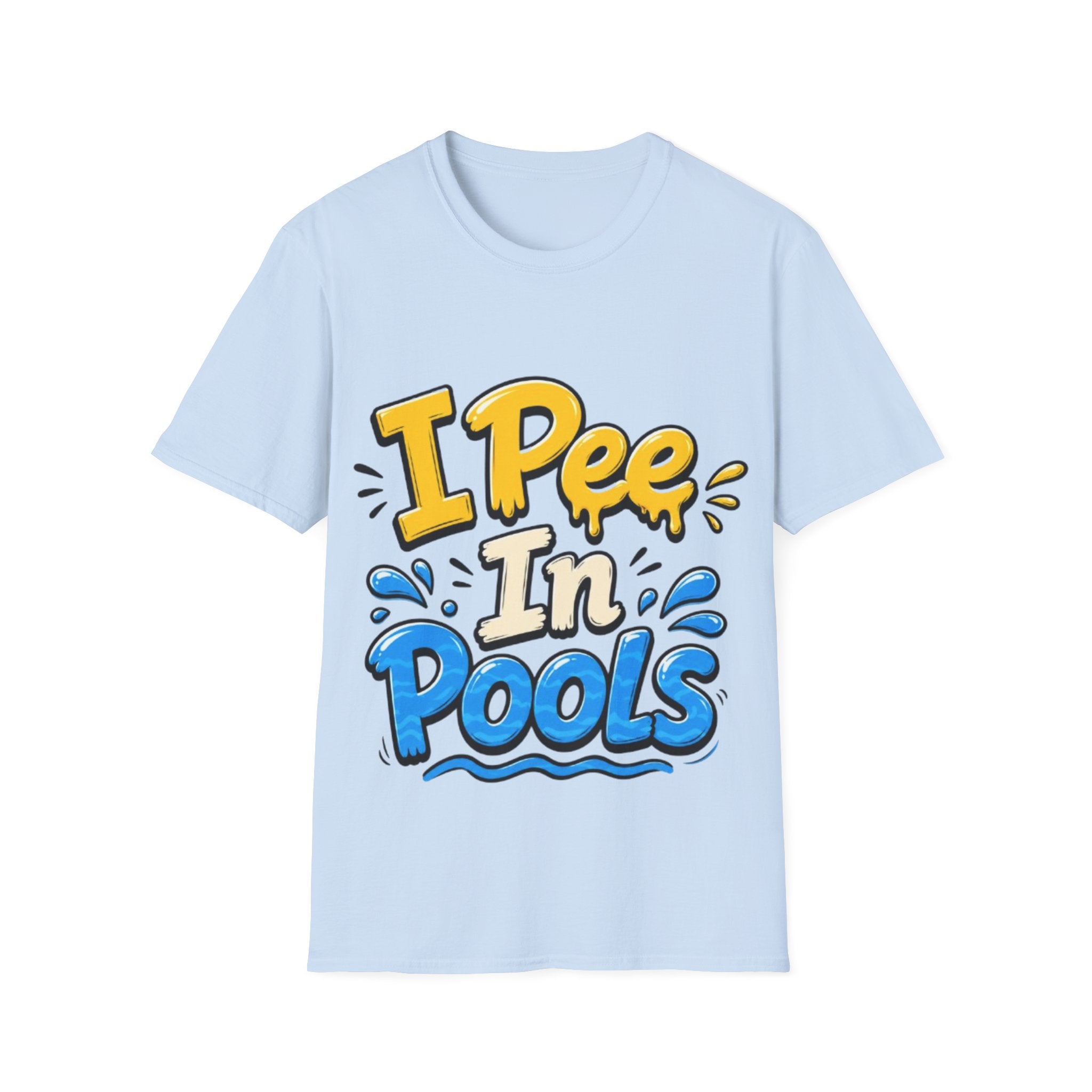Funny "I Pee in Pools" Adult T-Shirt — Humorous Summer Pool Party Tee