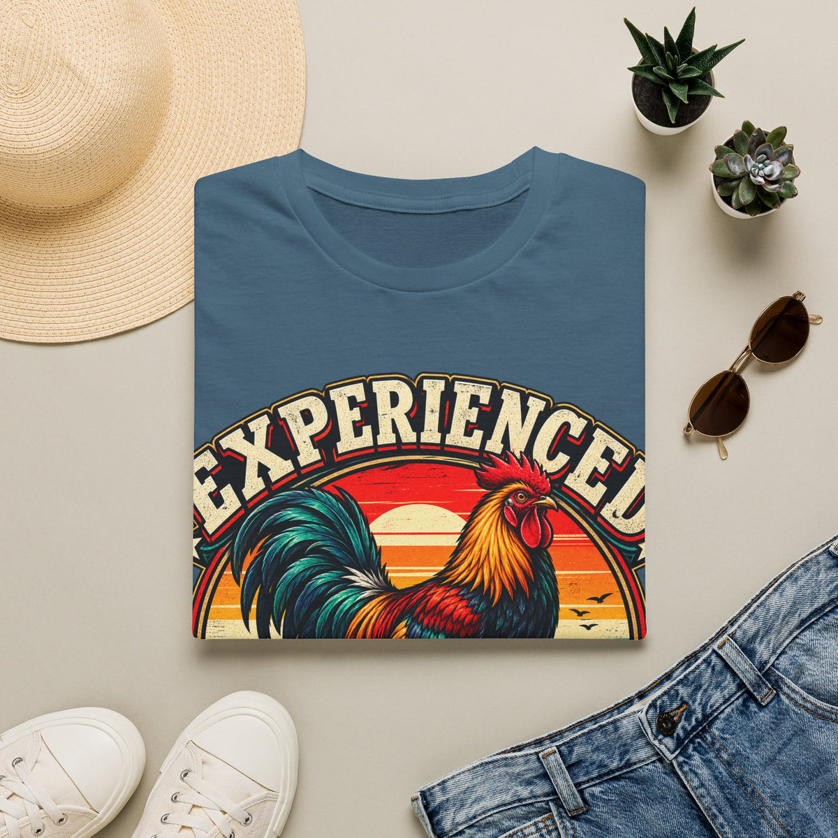 Experienced Cock Handler Adult T-Shirt — Retro Rooster Graphic Tee