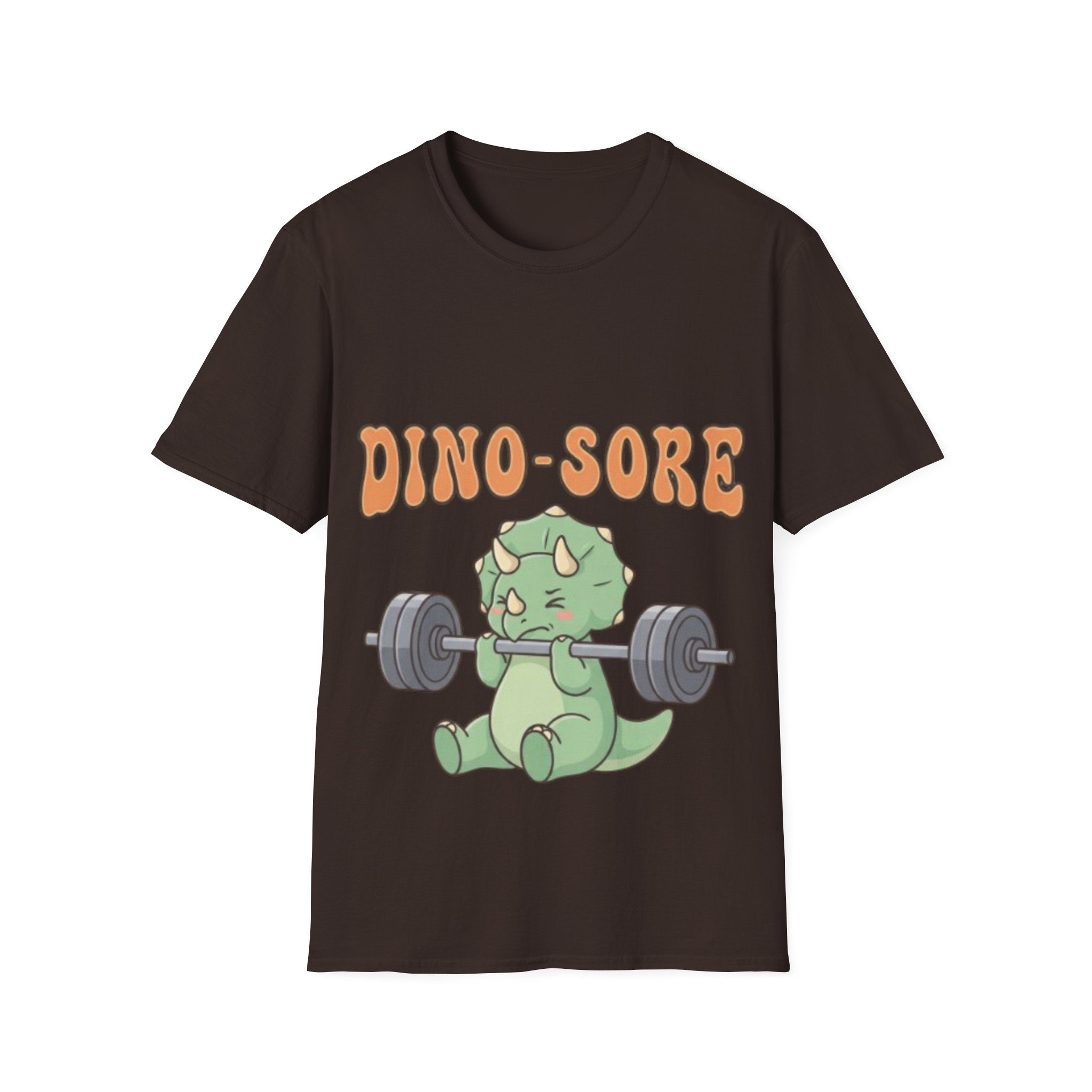 Dino-Sore Adult T-Shirt — Cute Workout Dinosaur Fitness Tee
