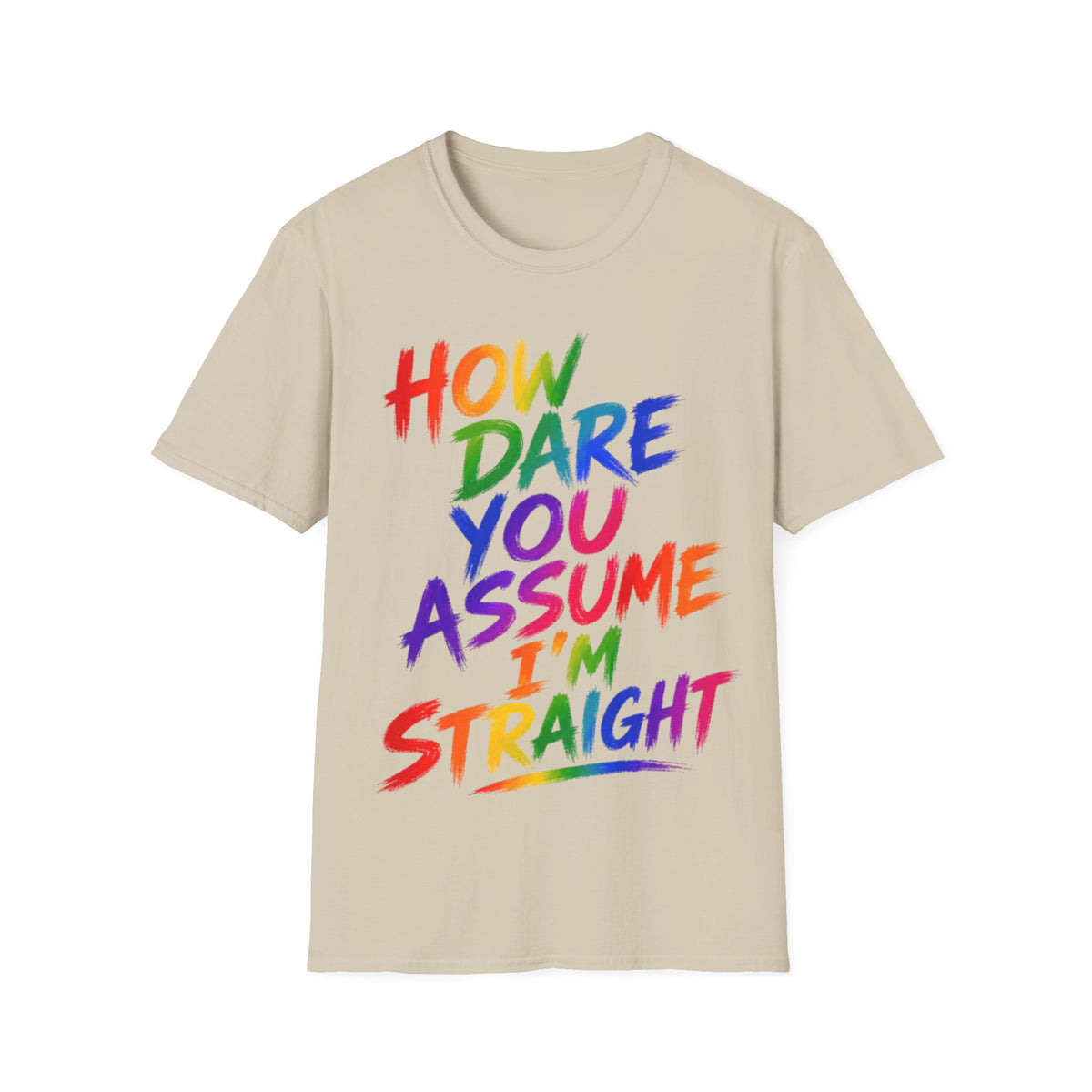 How Dare You Assume I’m Straight Adult T-Shirt — Rainbow Pride Graphic Tee