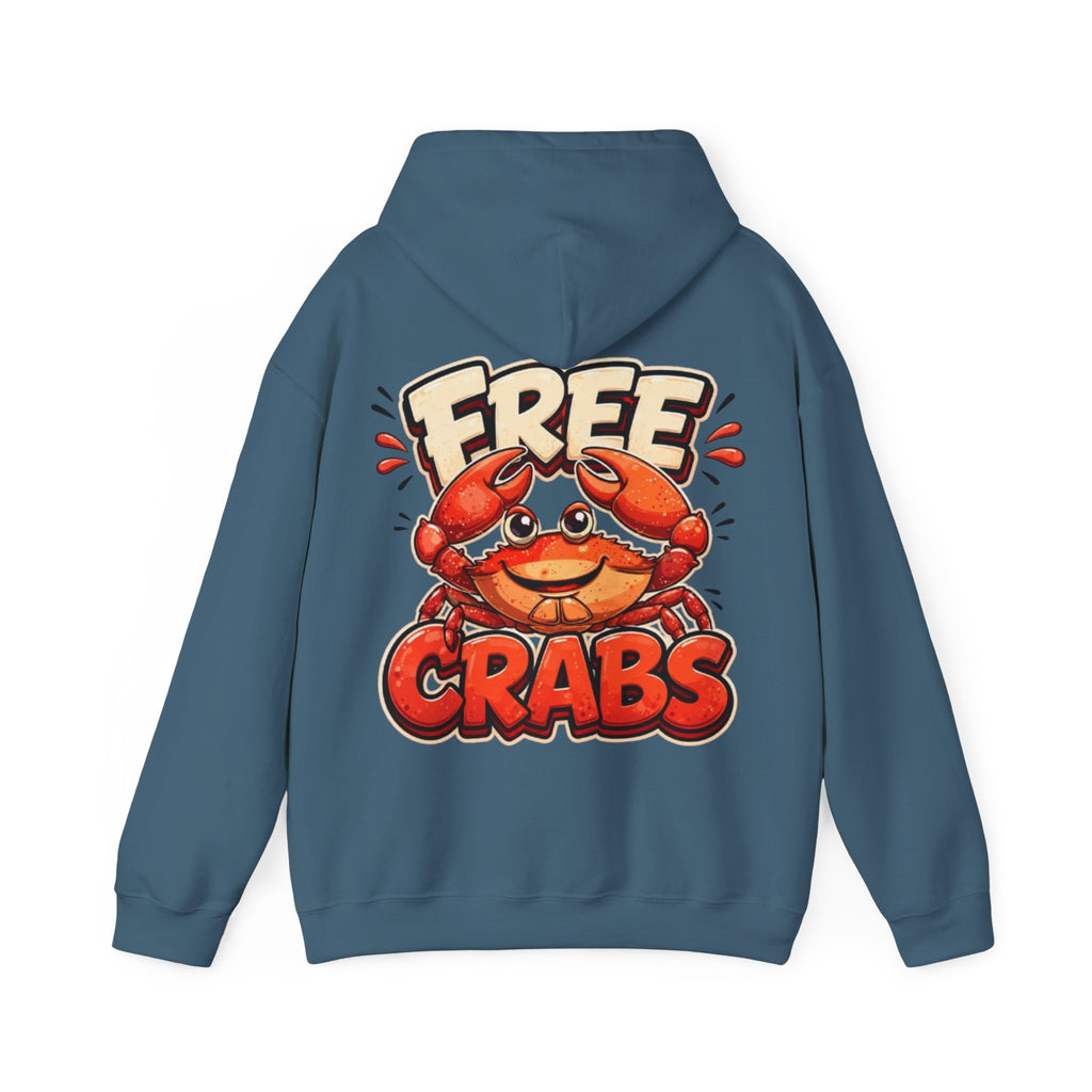 Adult Hoodie — Cute 'Free Crabs' Cartoon Crab Graphic Pullover