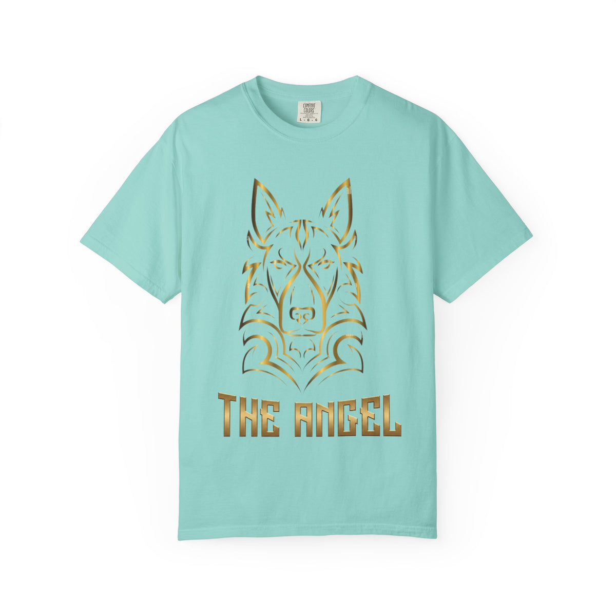 The Angel Wolf Adult T-Shirt — Gold Line Art Graphic Tee