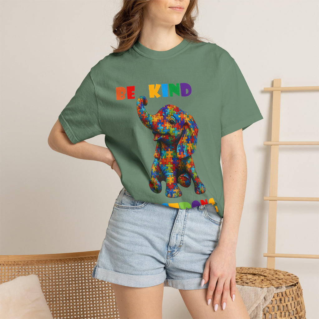 Be Kind Be Strong Elephant T-shirt | Colorful Puzzle Pattern Adult T-Shirt