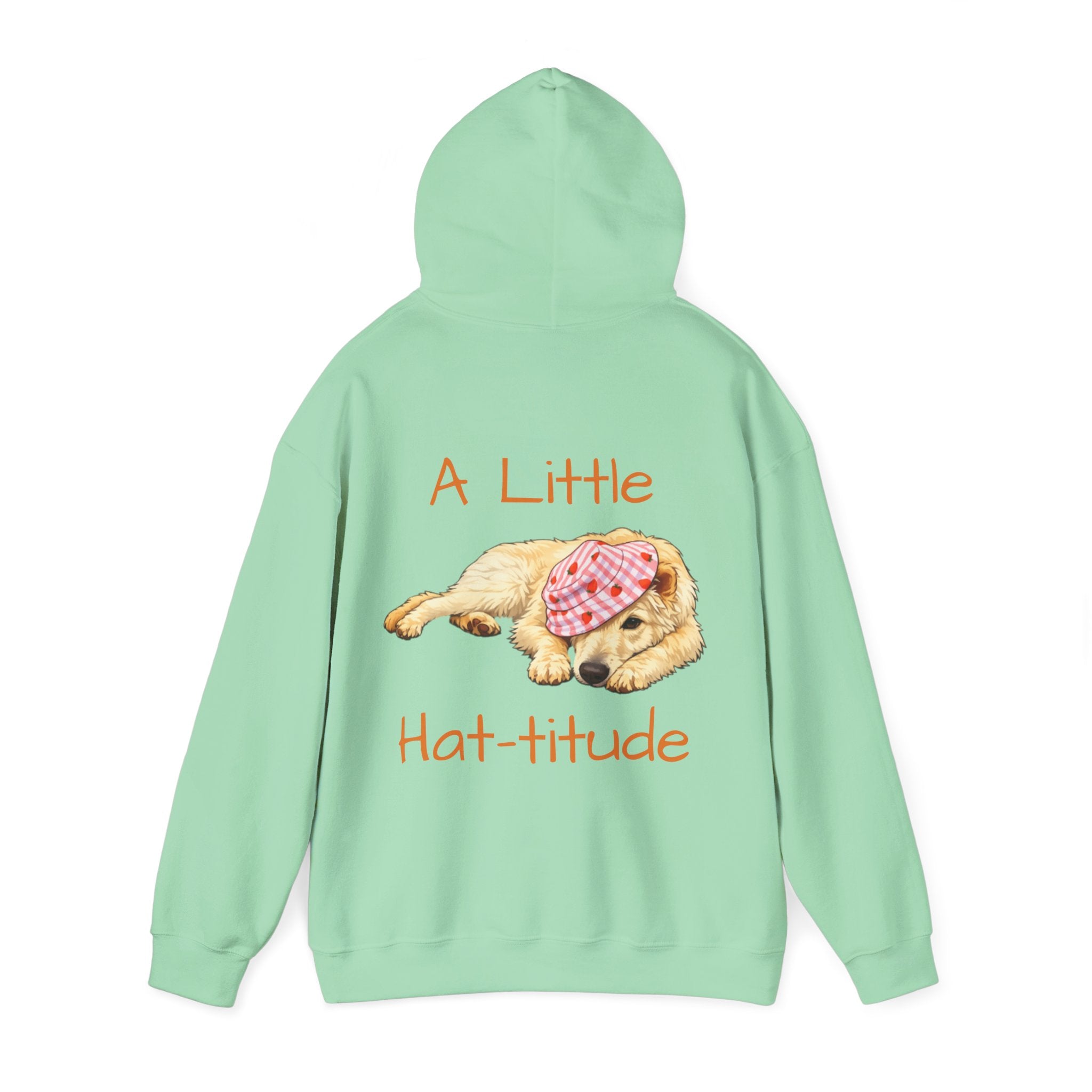 A Little Hat-Titude Puppy Illustration Adult Hoodie | Cute Dog Paw Chest Print