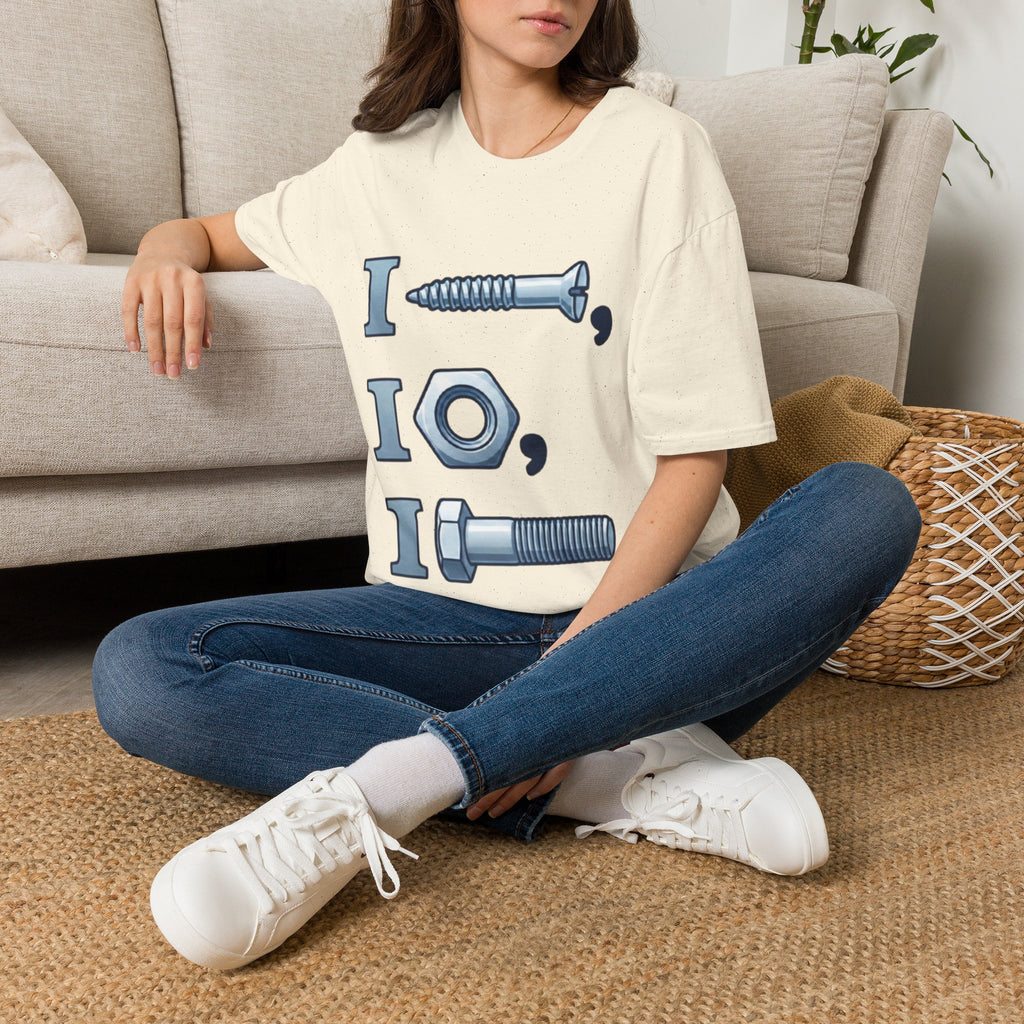 Screw, Nut & Bolt Graphic Adult T-Shirt — I (screw), I (nut), I (bolt) Novelty Tee