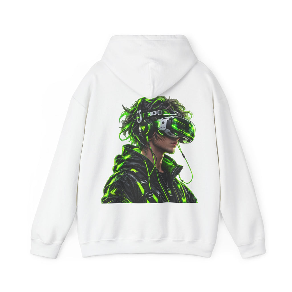 VR Gamer  Adult Hoodie — Neon Cyberpunk Virtual Reality Gamer Graphic Sweatshirt