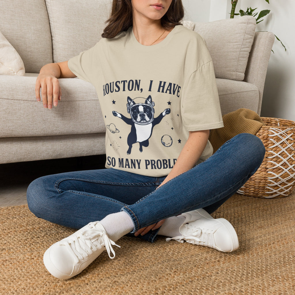 Adult T-Shirt — "Houston, I Have So Many Problems" Astronaut Dog Graphic Tee