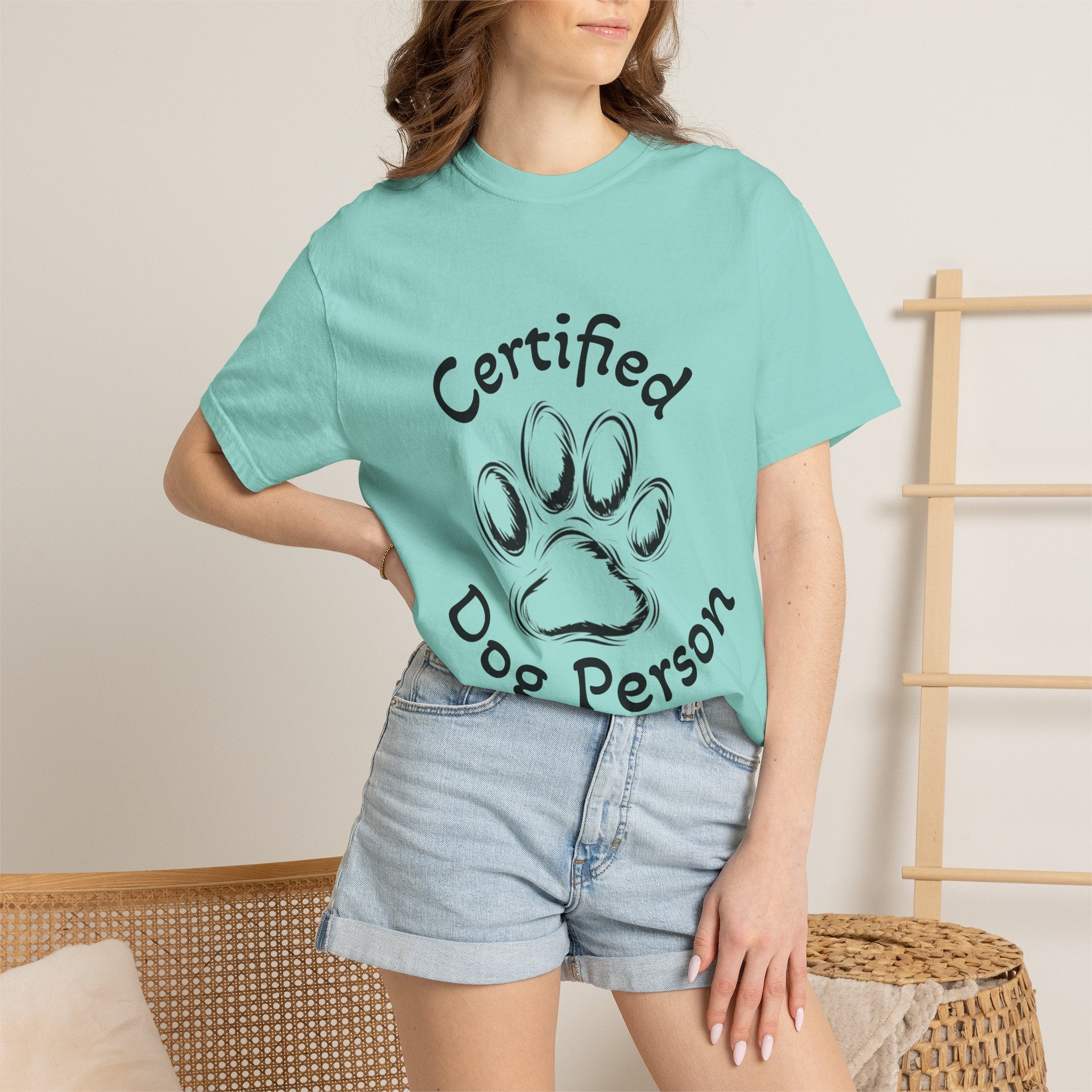 Certified Dog Person Adult T-Shirt — Paw Print Graphic Tee for Dog Lovers