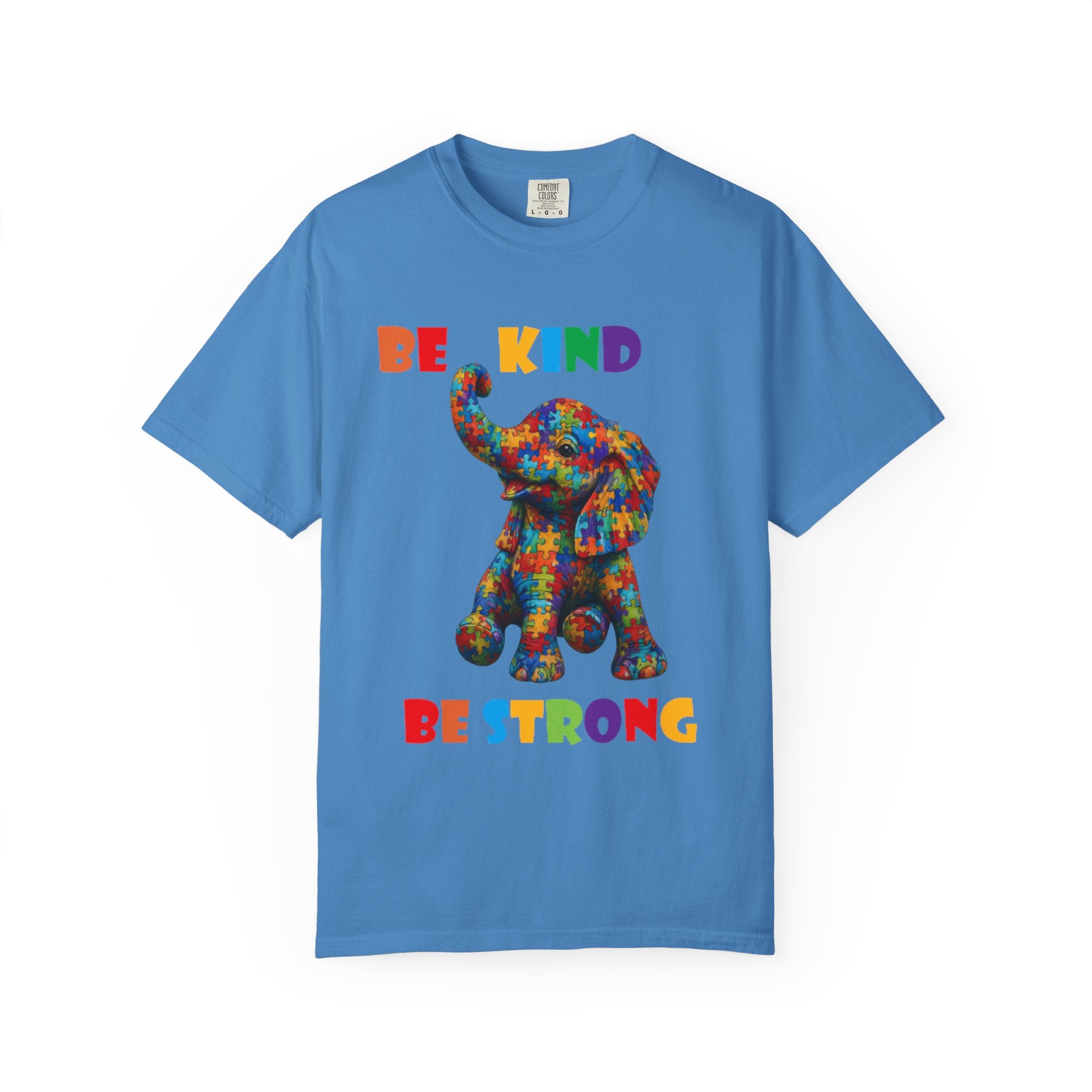 Be Kind Be Strong Elephant T-shirt | Colorful Puzzle Pattern Adult T-Shirt