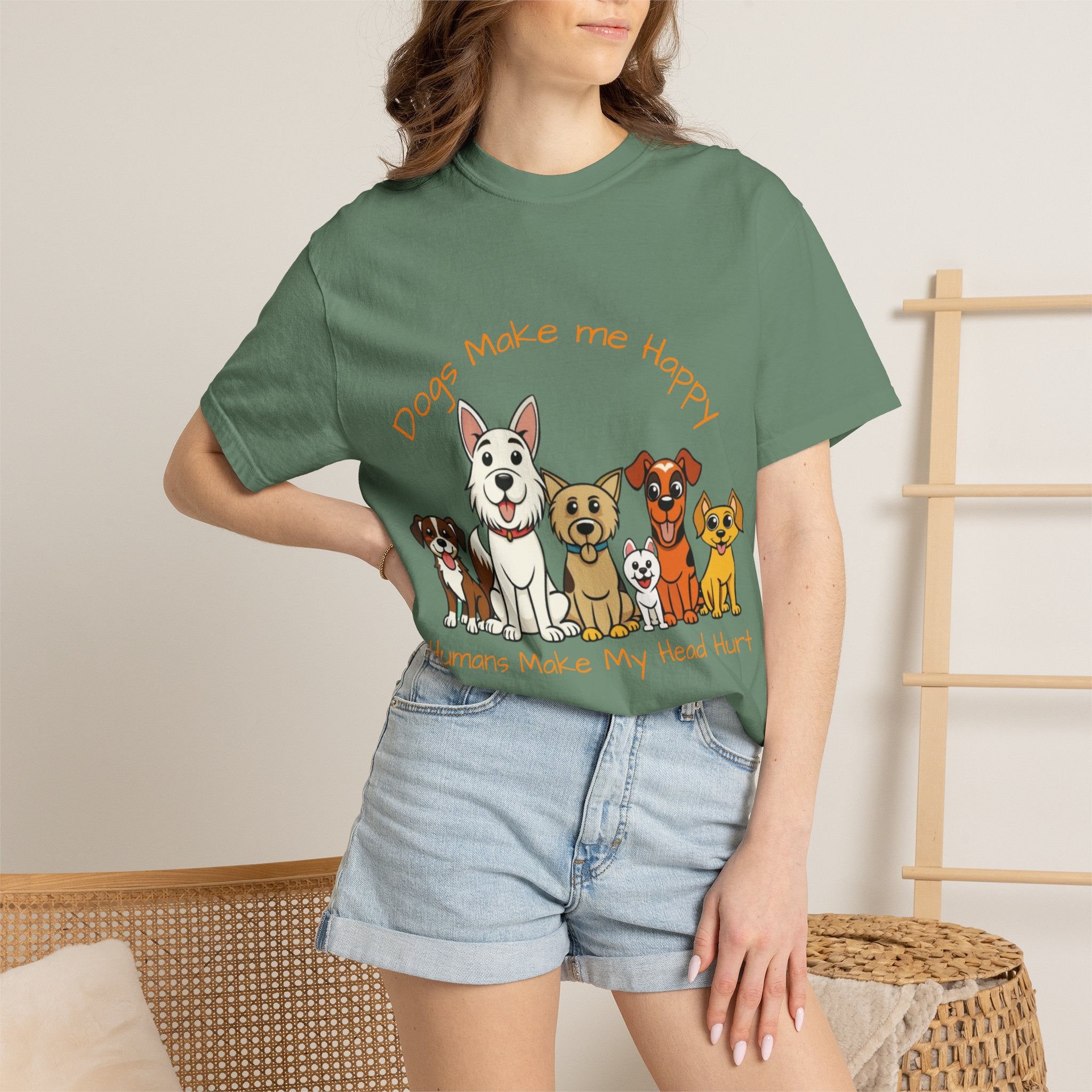 Dog Lover Tee — "Dogs Make Me Happy, Humans Make My Head Hurt" Graphic Adult T-Shirt