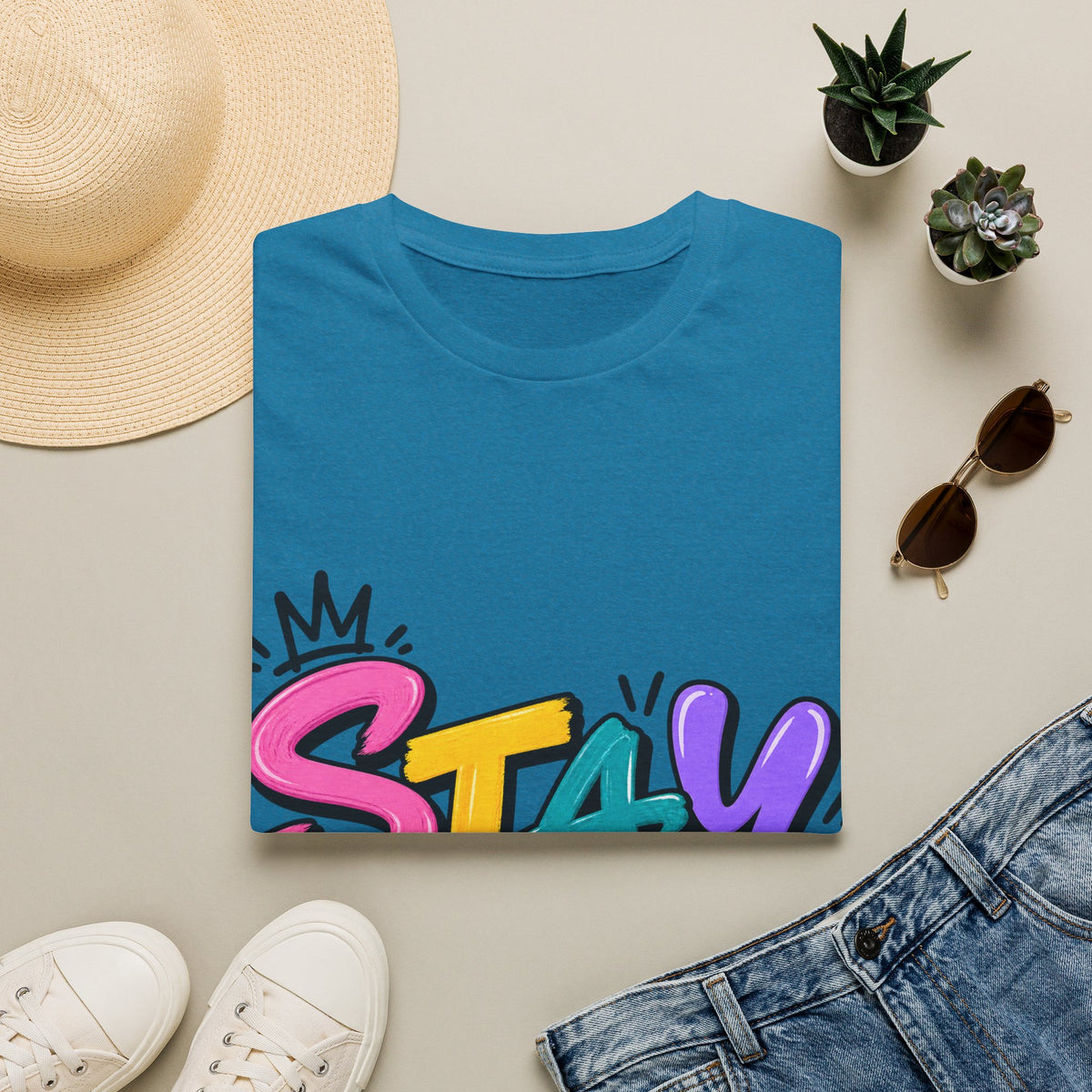 Stay Weird Adult T-Shirt — Colorful Graffiti Graphic Tee