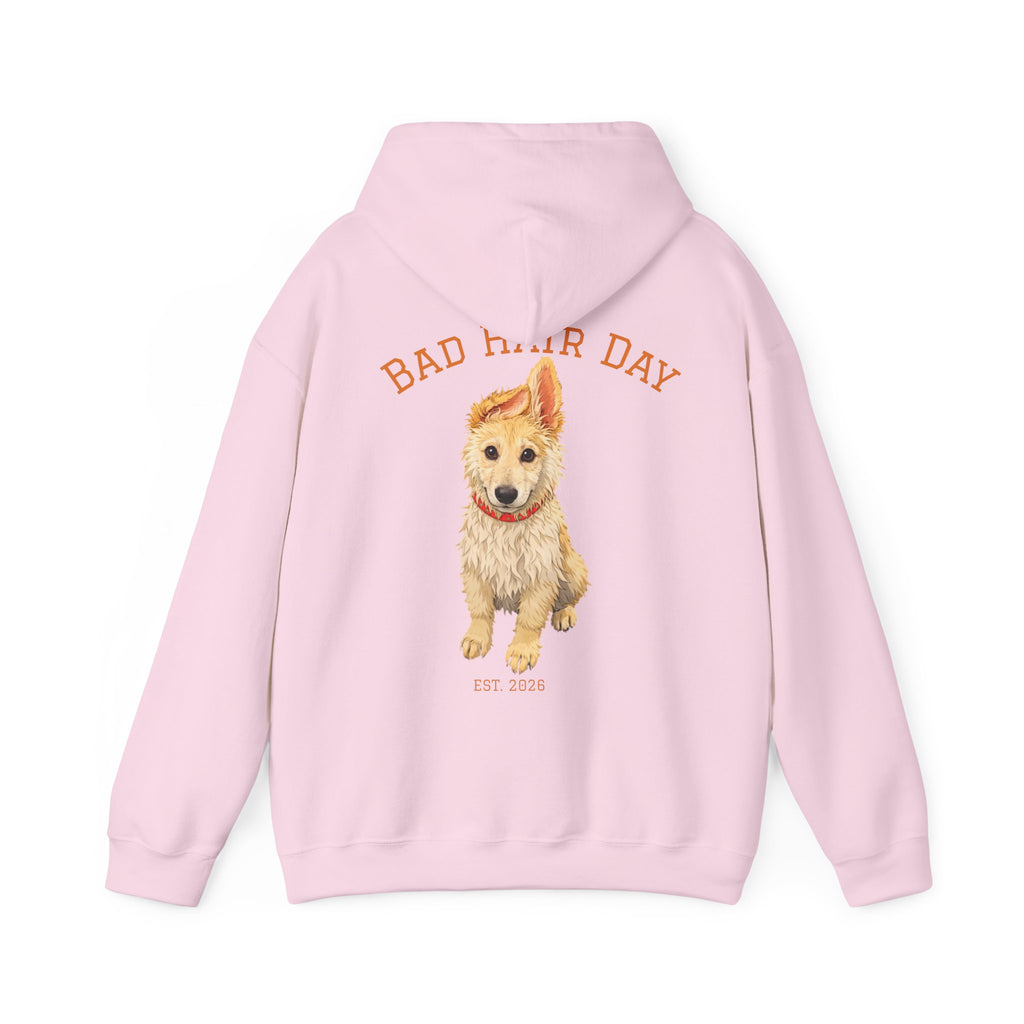 Bad Hair Day Puppy Adult Hoodie | Cute Dog Illustration Sweatshirt