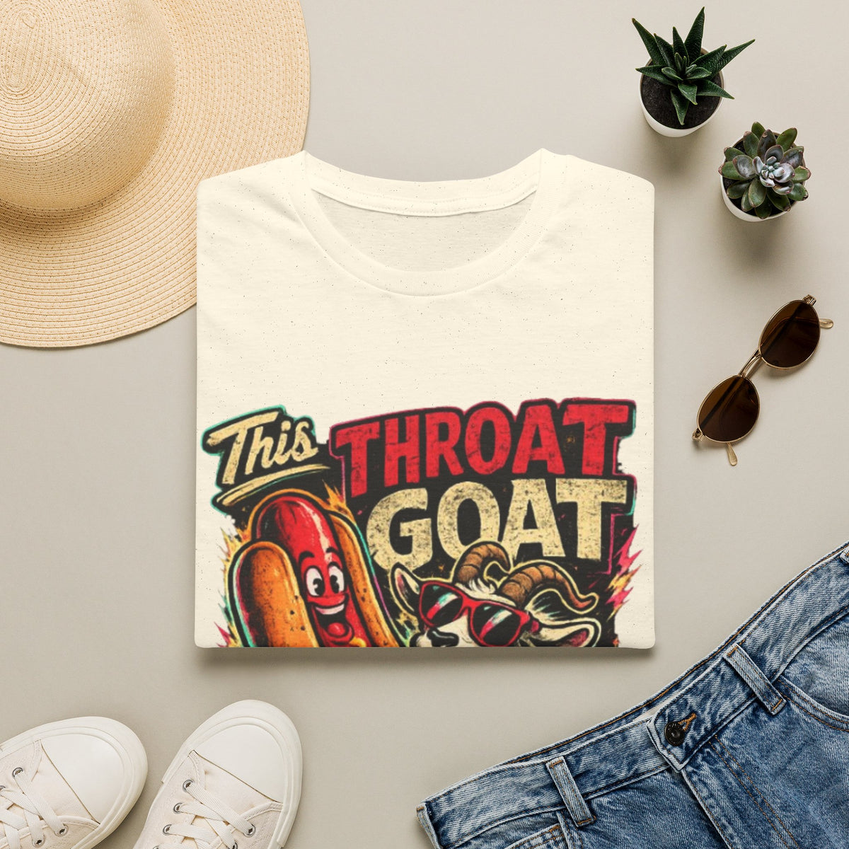 This Throat Goat Adult T-Shirt — Retro Hot Dog Graphic Tee