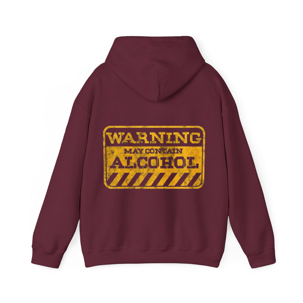 Warning May Contain Alcohol Adult Hoodie — Funny Bar & Party Drinking Sweatshirt