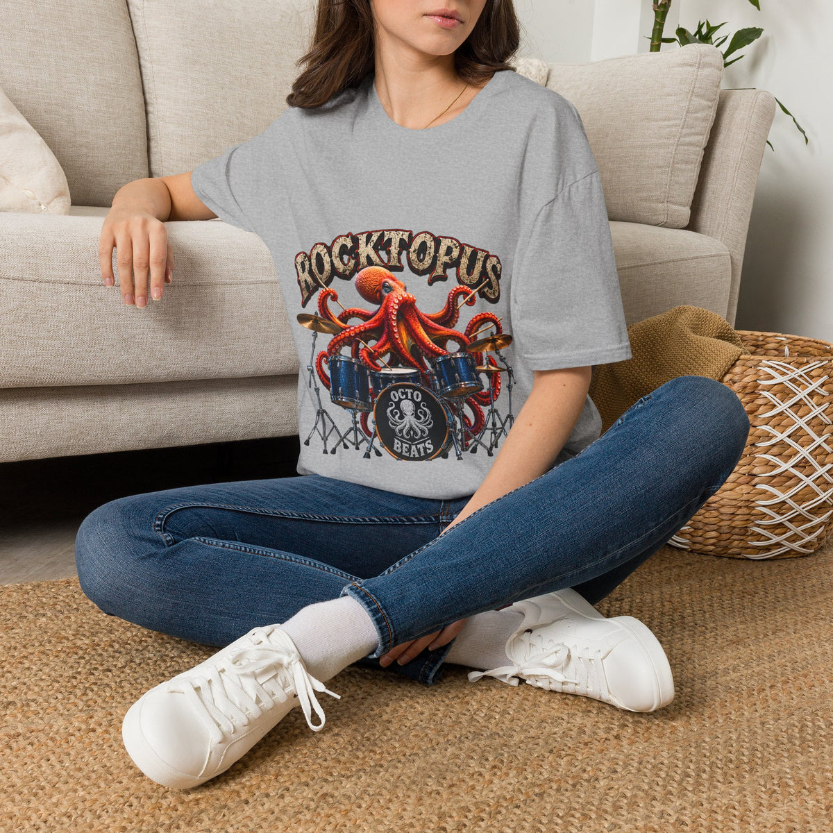 Rocktopus Drummer Adult T-Shirt — Octopus Band Vintage Rock Tee