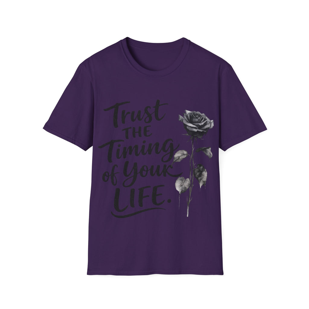 Trust the Timing of Your Life Adult T-Shirt – Inspirational Floral Tee