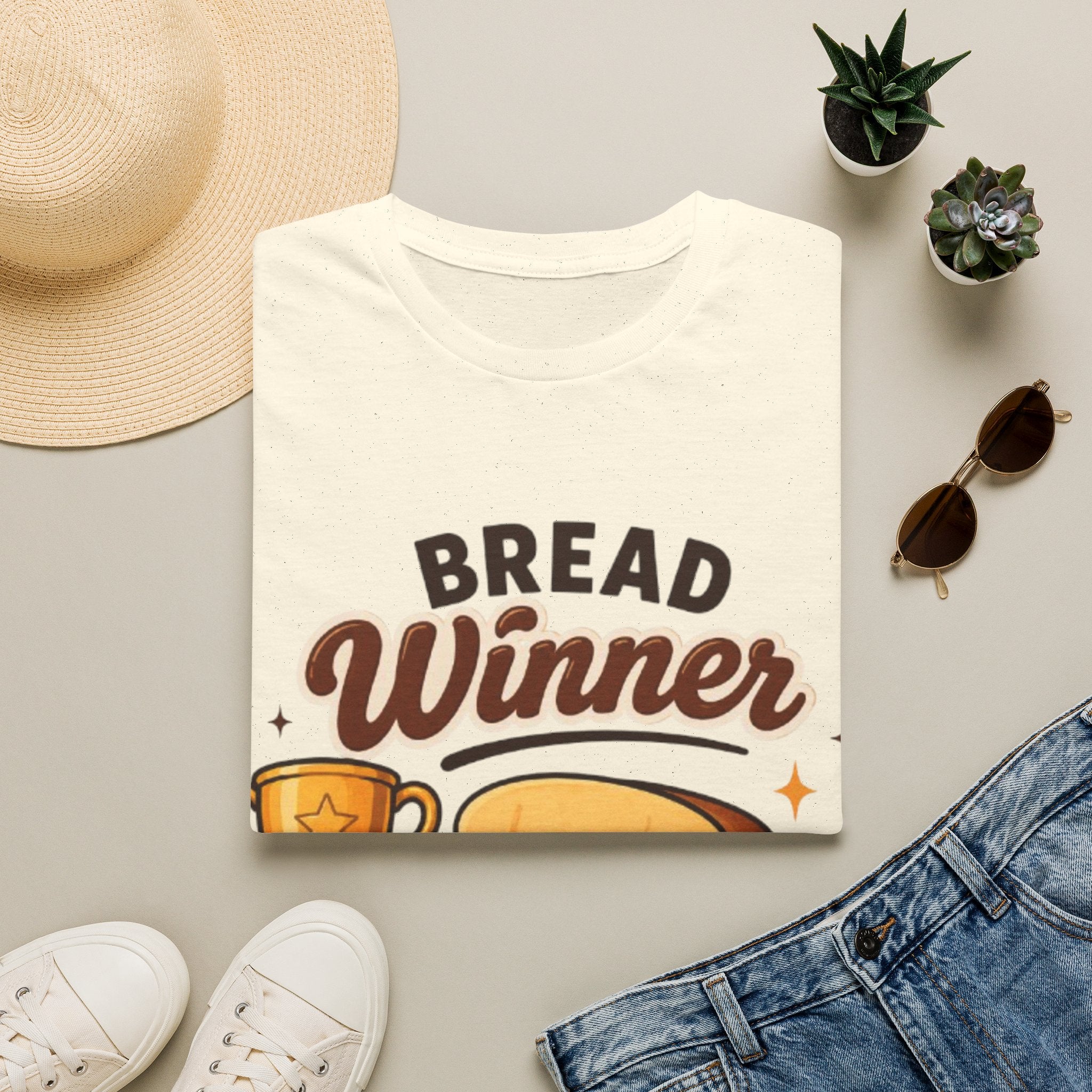 Bread Winner Adult T‑Shirt — Funny Toast Cartoon Tee for Bakers & Breakfast Lovers