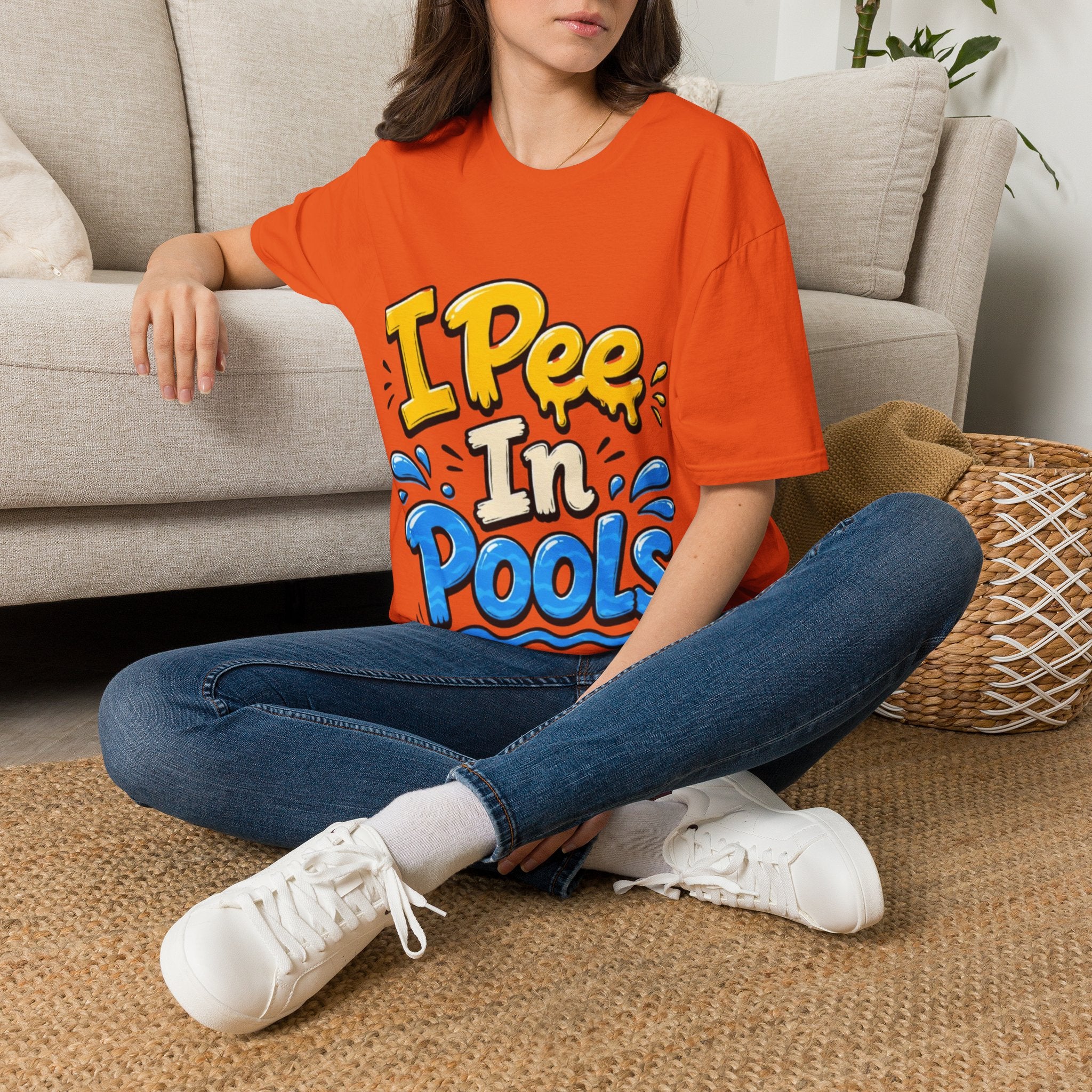 Funny "I Pee in Pools" Adult T-Shirt — Humorous Summer Pool Party Tee