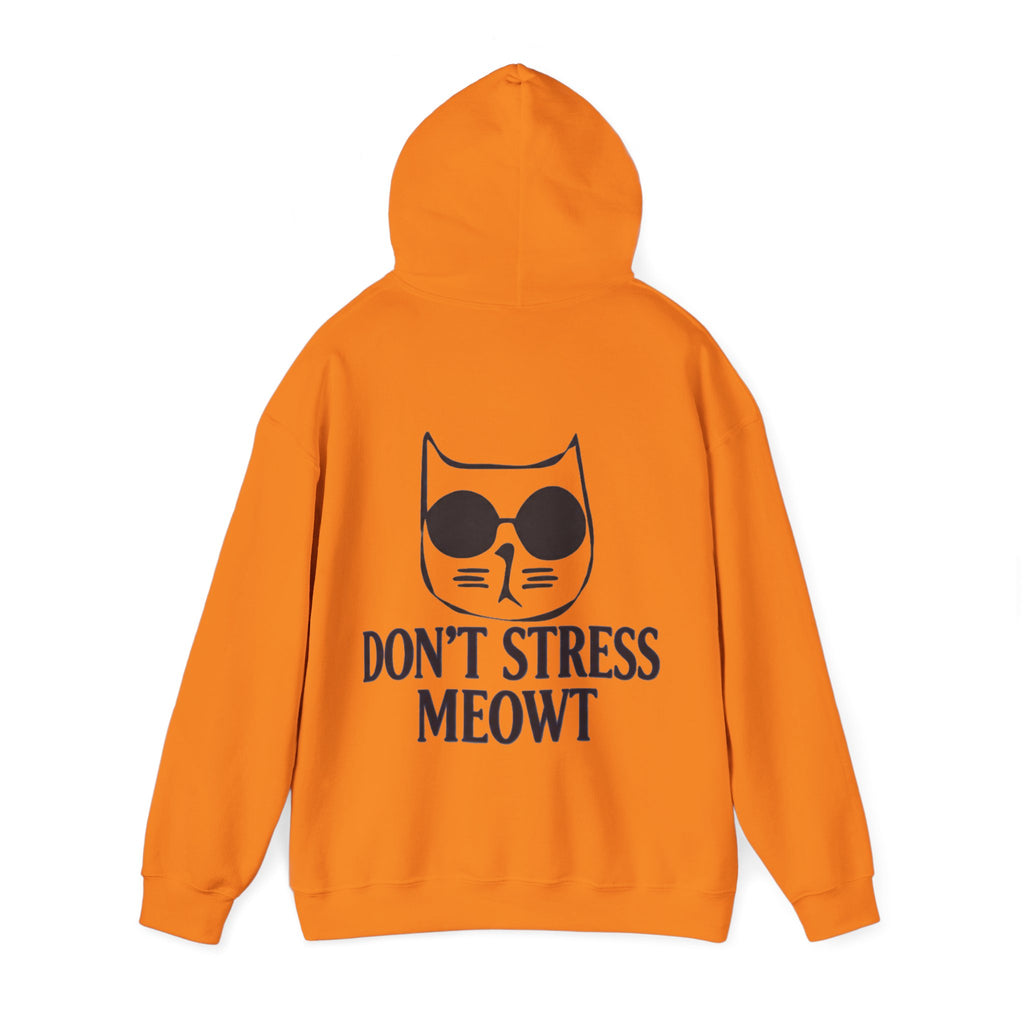 Don't Stress Meowt Adult Hoodie — Relaxed Cat Graphic Sweatshirt