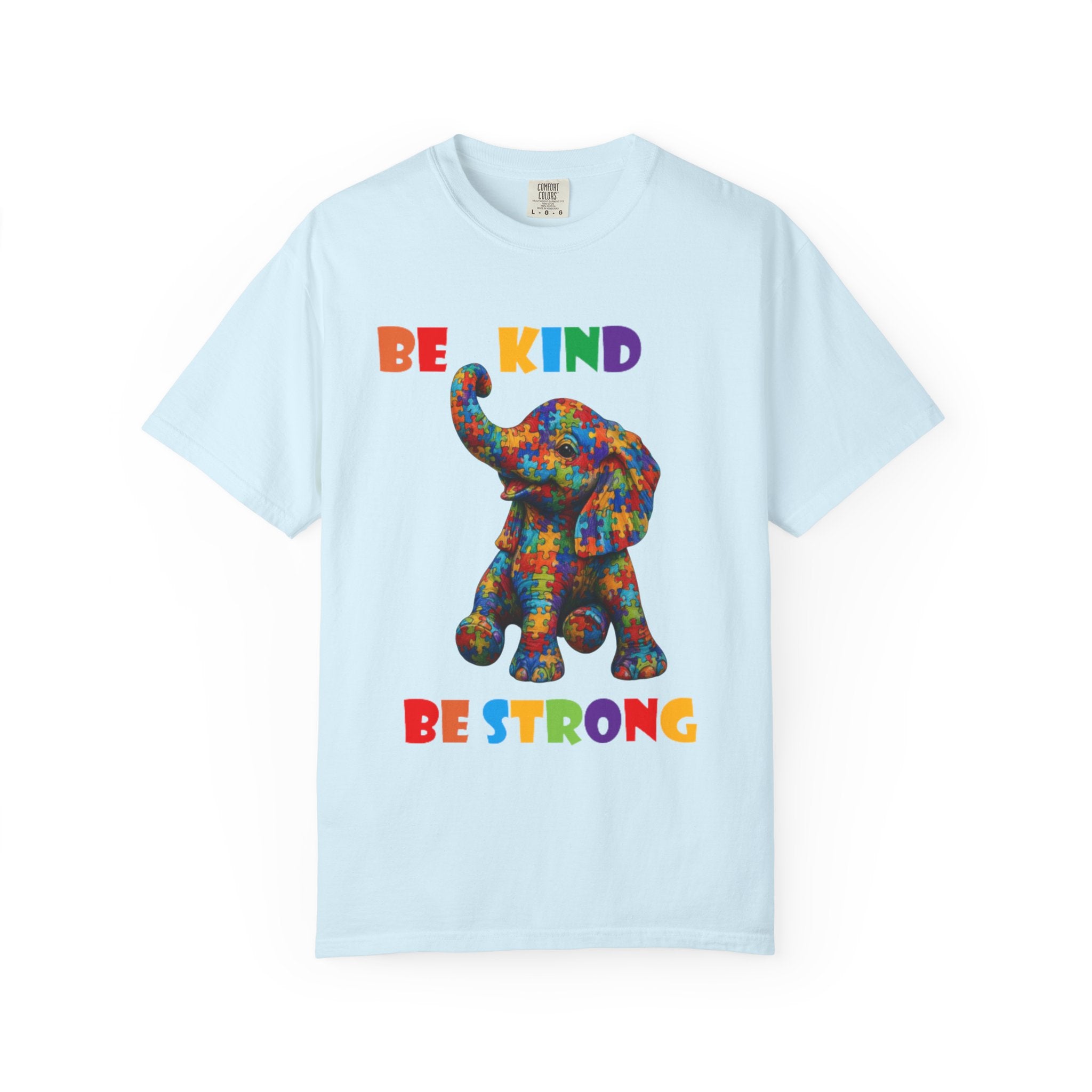 Be Kind Be Strong Elephant T-shirt | Colorful Puzzle Pattern Adult T-Shirt