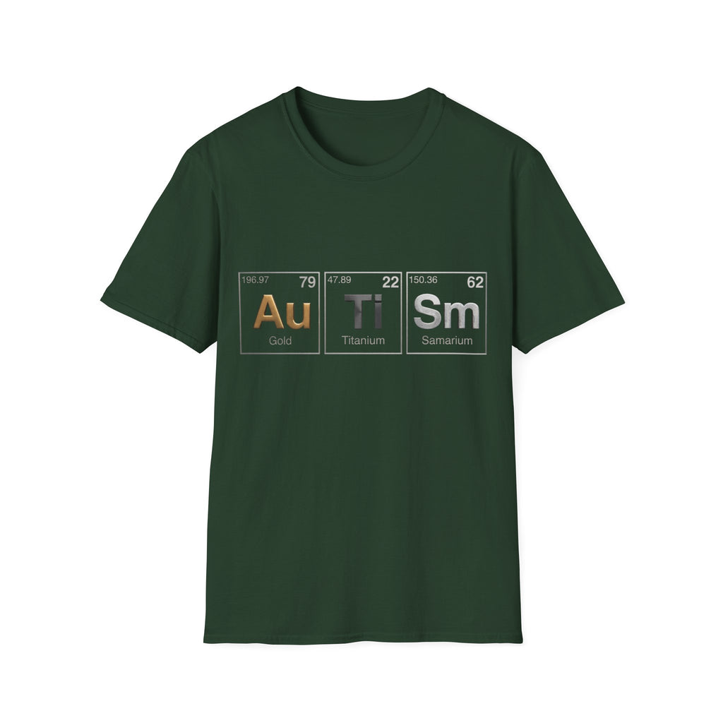 Adult T-Shirt — 'Au Ti Sm' Periodic Table Autism Awareness Tee