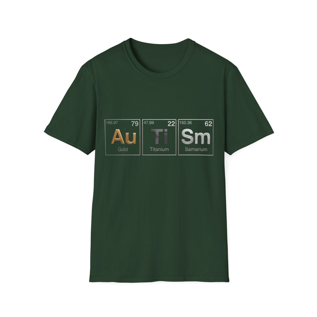 Adult T-Shirt — 'Au Ti Sm' Periodic Table Autism Awareness Tee