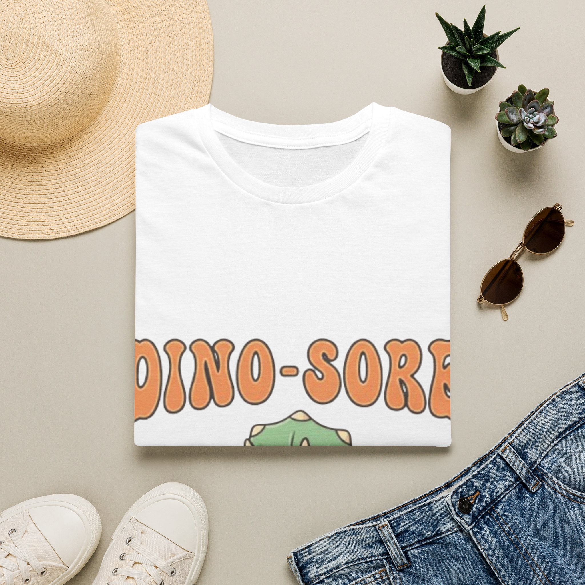 Dino-Sore Adult T-Shirt — Cute Workout Dinosaur Fitness Tee