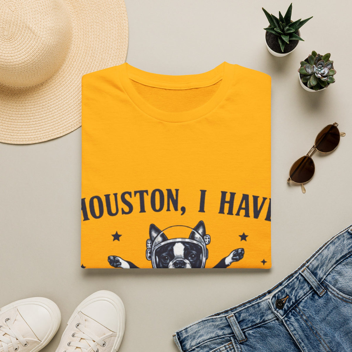 Adult T-Shirt — "Houston, I Have So Many Problems" Astronaut Dog Graphic Tee