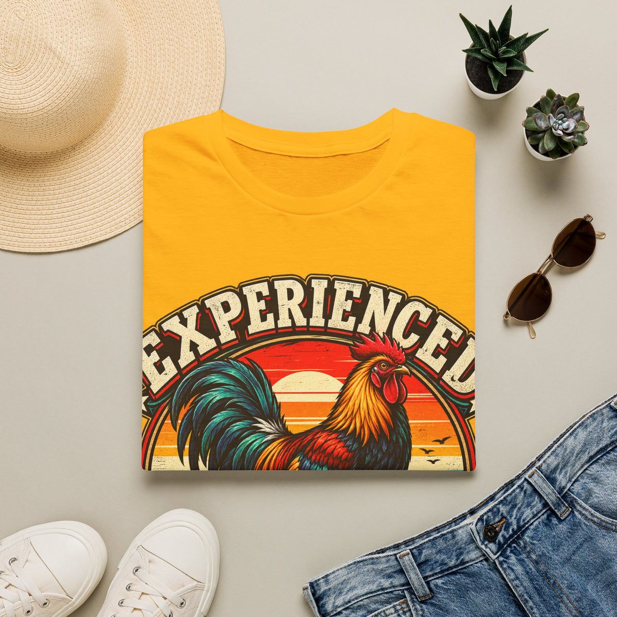 Experienced Cock Handler Adult T-Shirt — Retro Rooster Graphic Tee