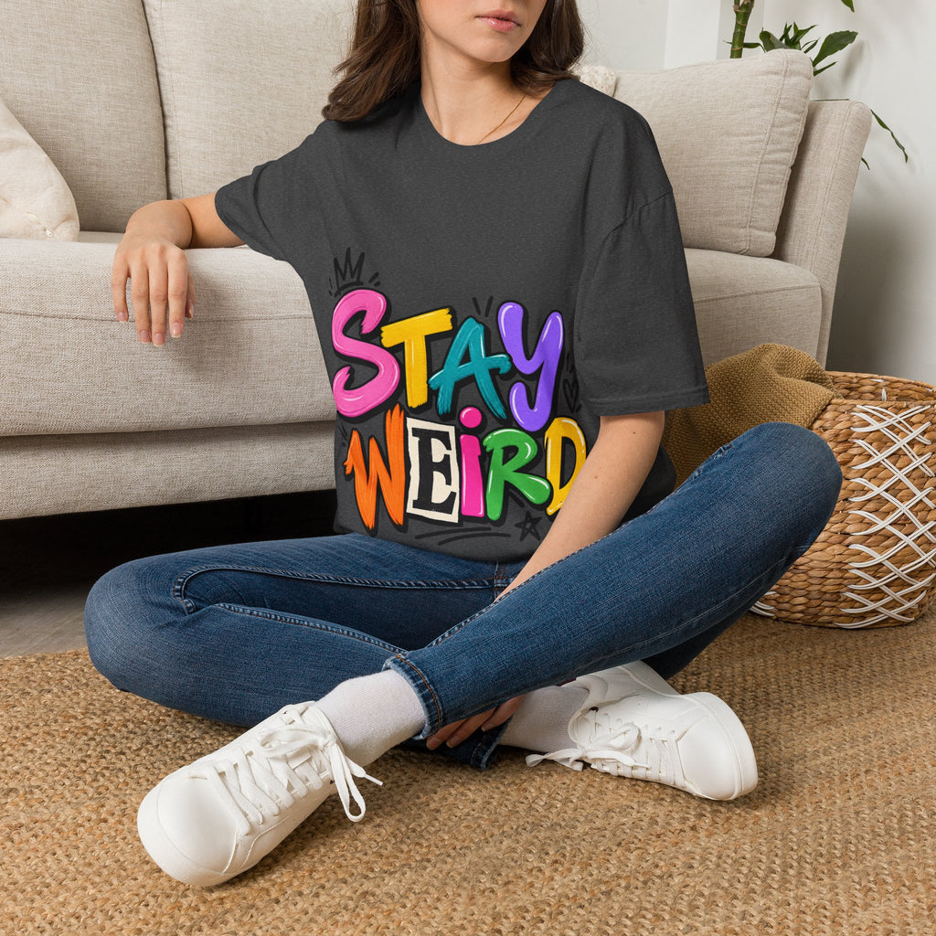 Stay Weird Adult T-Shirt — Colorful Graffiti Graphic Tee