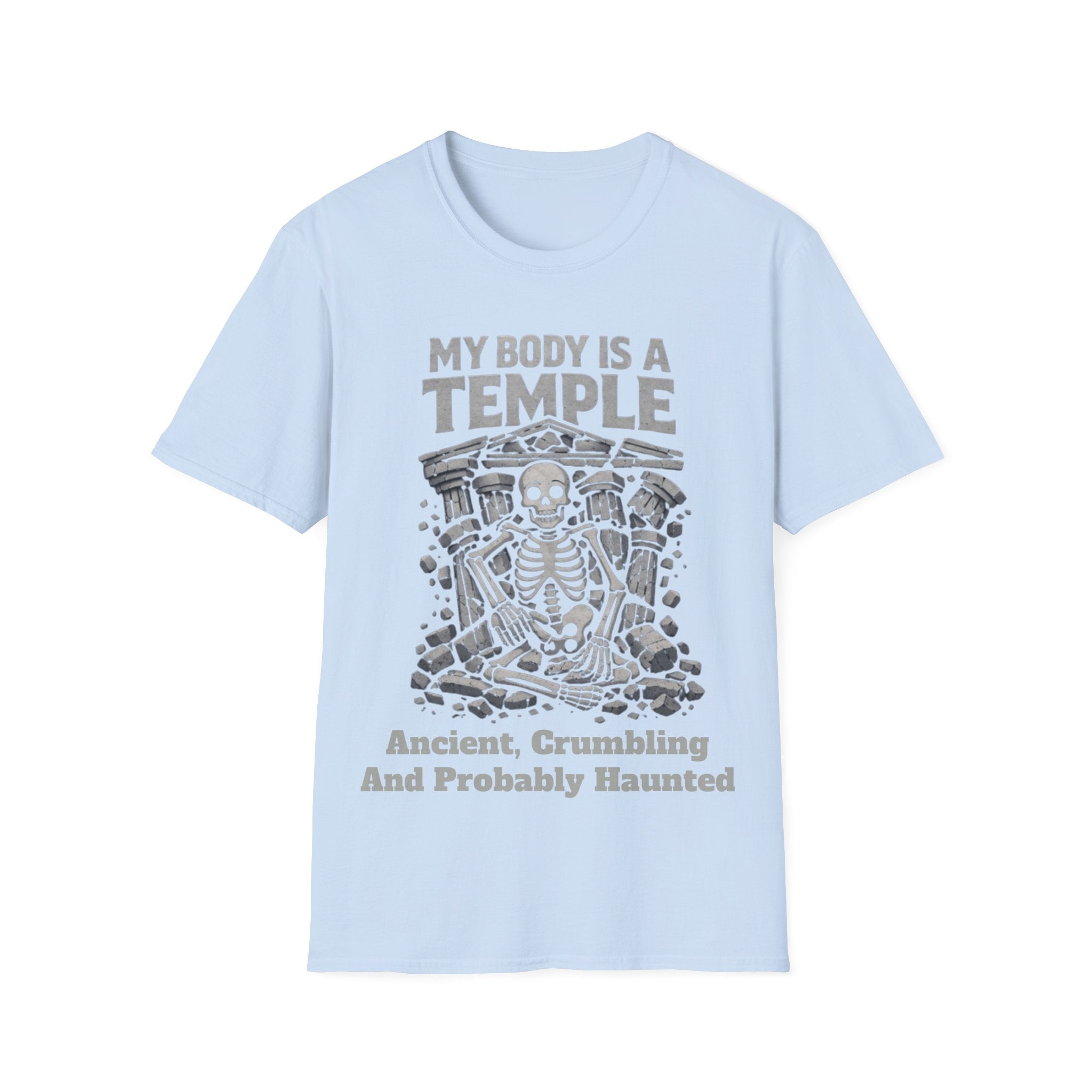 Temple Skeleton Adult T-Shirt — "My Body Is a Temple" Vintage Gothic Tee