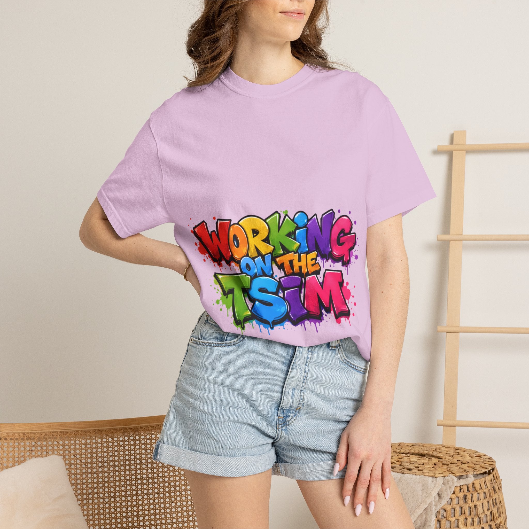 Working on the Tsim graffiti style Adult T-shirt | colorful street art text