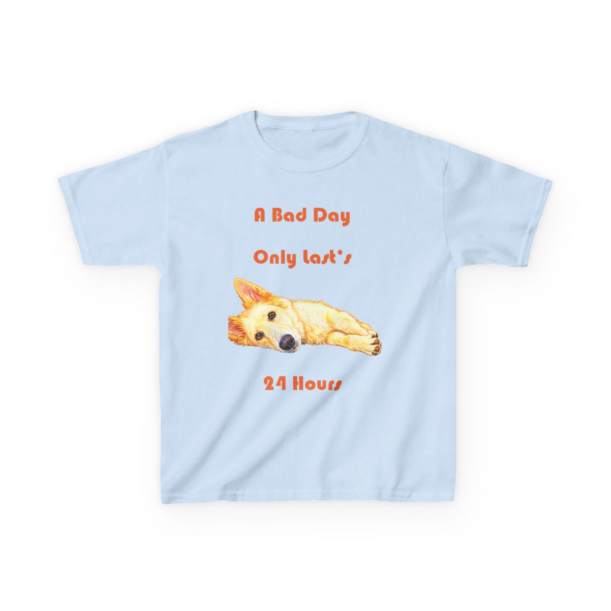 A Bad Day Only Lasts 24 Hours Kids Tee | Cute Corgi Illustration