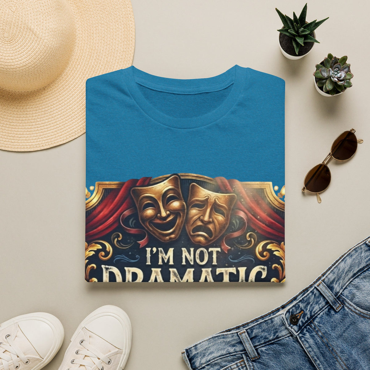 Theatrical Drama Mask Adult T‑Shirt — "I'm Not Dramatic I'm Theatrical" Graphic Tee