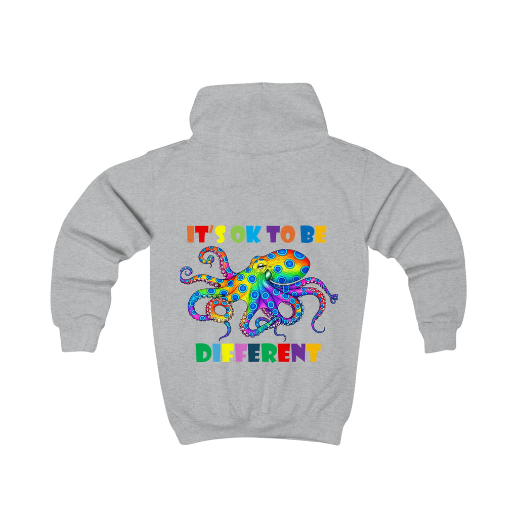 Colorful Octopus "It's OK to Be Different" Kids Hoodie | Rainbow Diversity Design